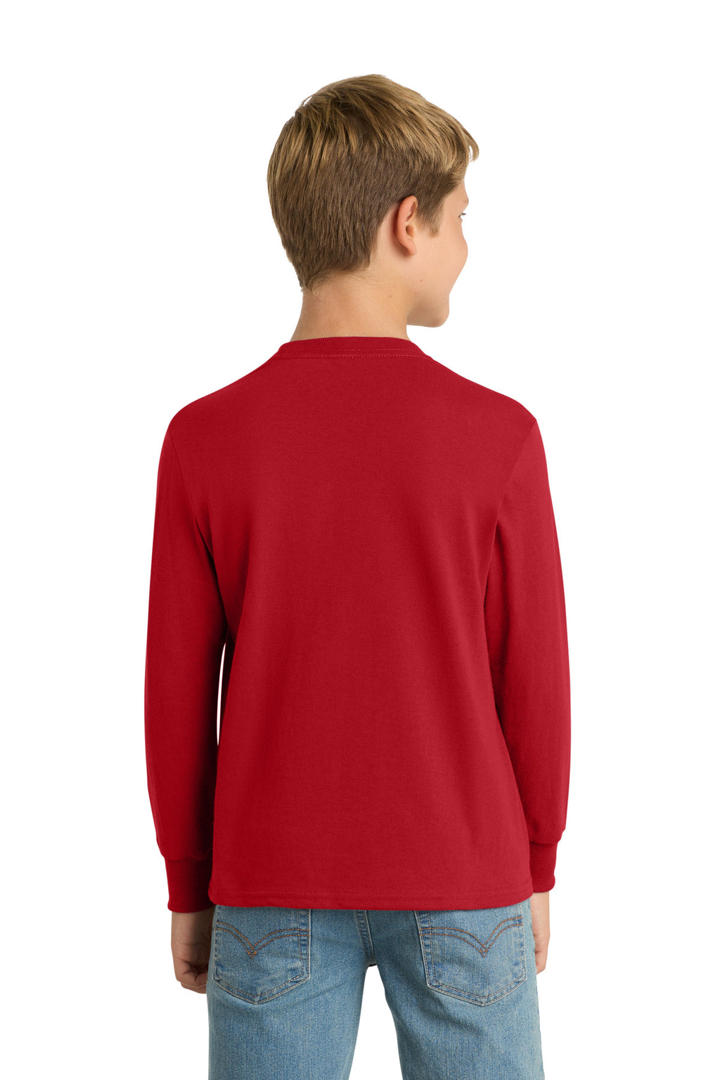 Port & Co Youth Long Sleeve Core Cotton Tee. PC54YLS - Red - back