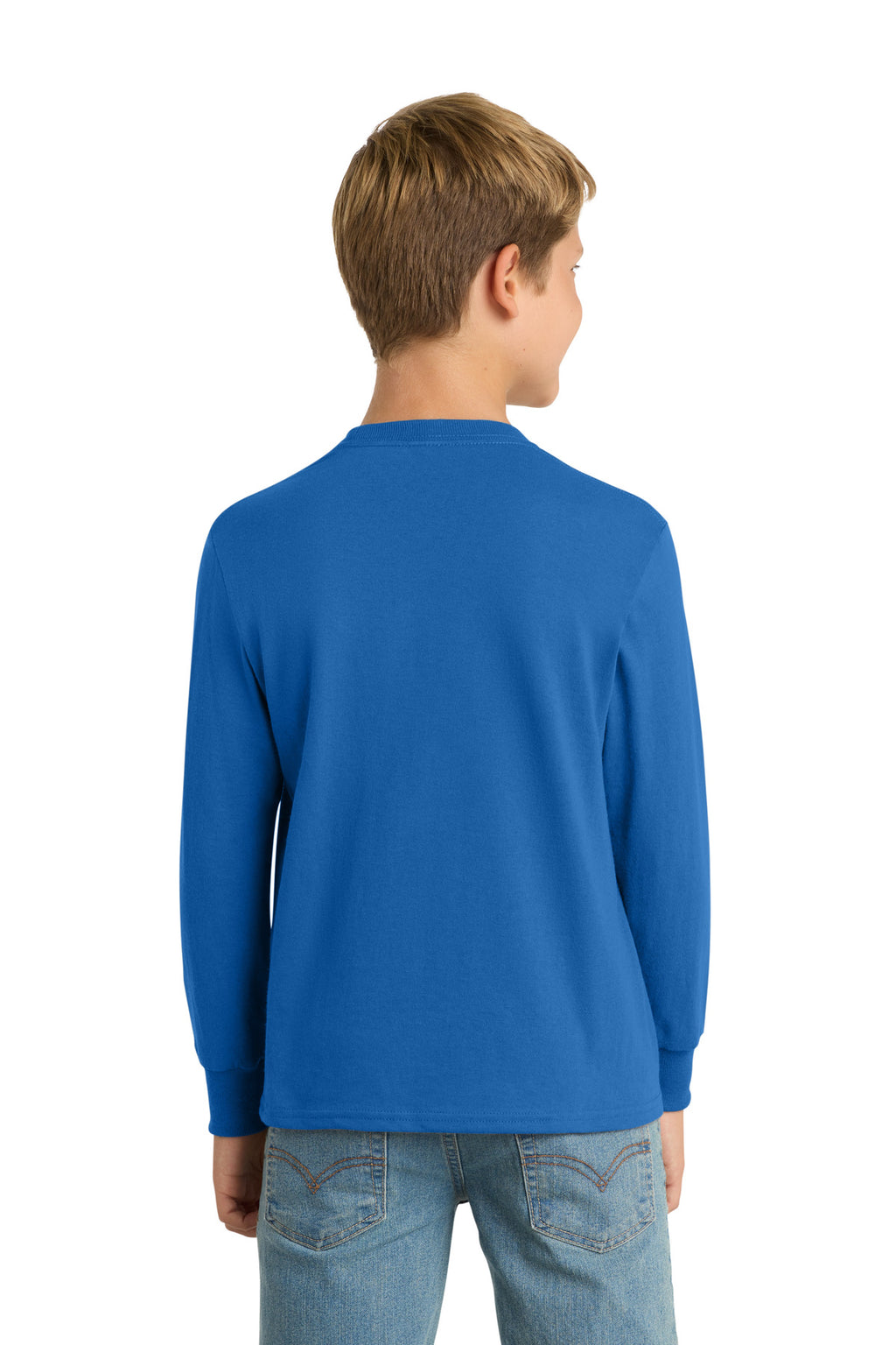 Port & Co Youth Long Sleeve Core Cotton Tee. PC54YLS - Royal - back