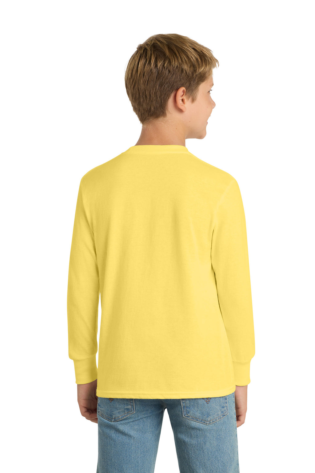 Port & Co Youth Long Sleeve Core Cotton Tee. PC54YLS - Yellow - back