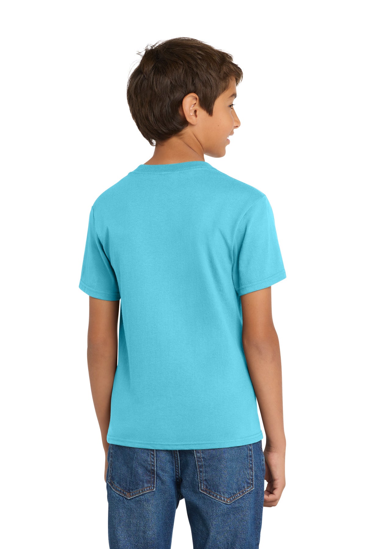 Port & Co Youth Core Cotton Tee. PC54Y - Aquatic Blue - back