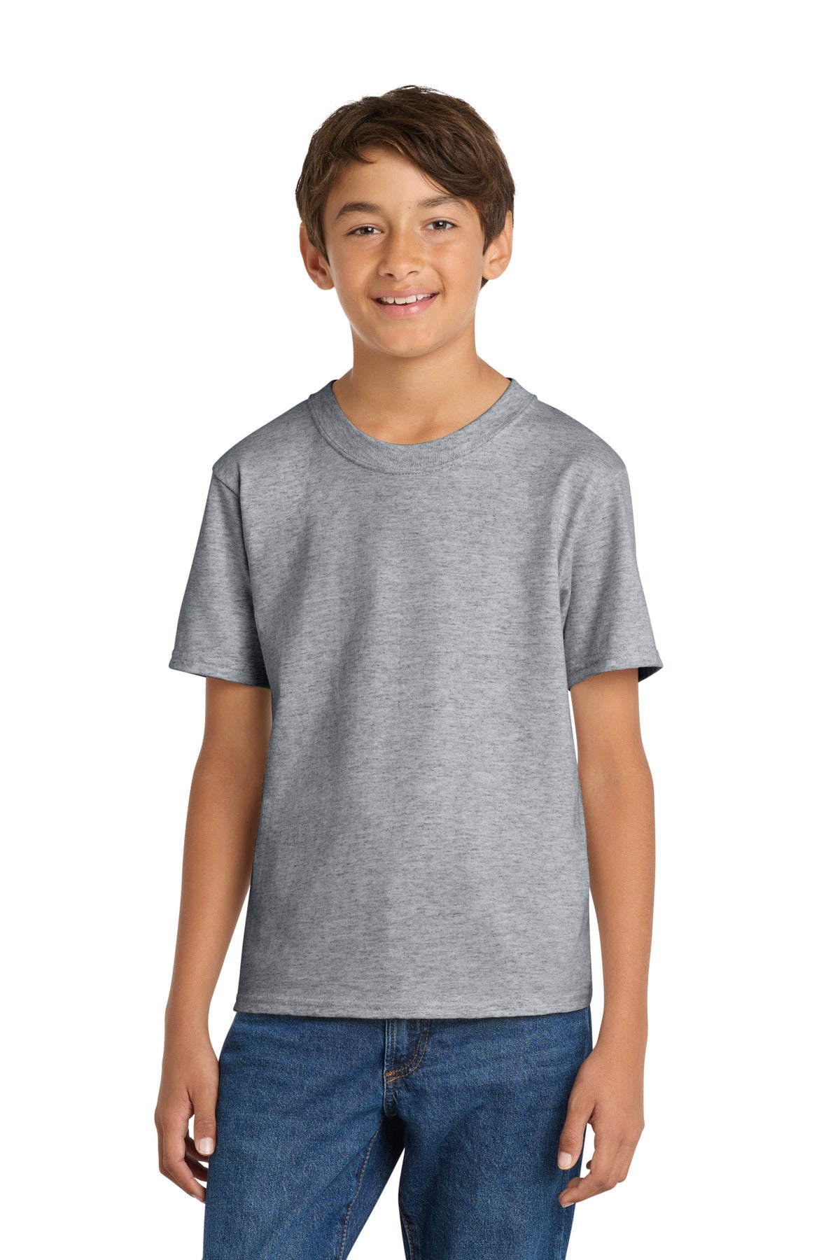 Port & Co Youth Core Cotton Tee. PC54Y - Athletic Heather - front