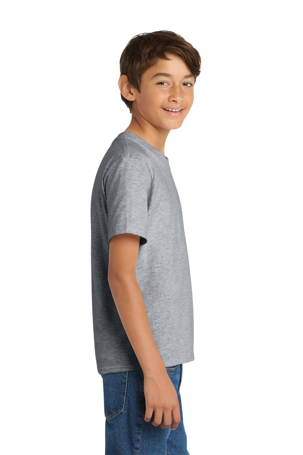 Port & Co Youth Core Cotton Tee. PC54Y - Athletic Heather - side