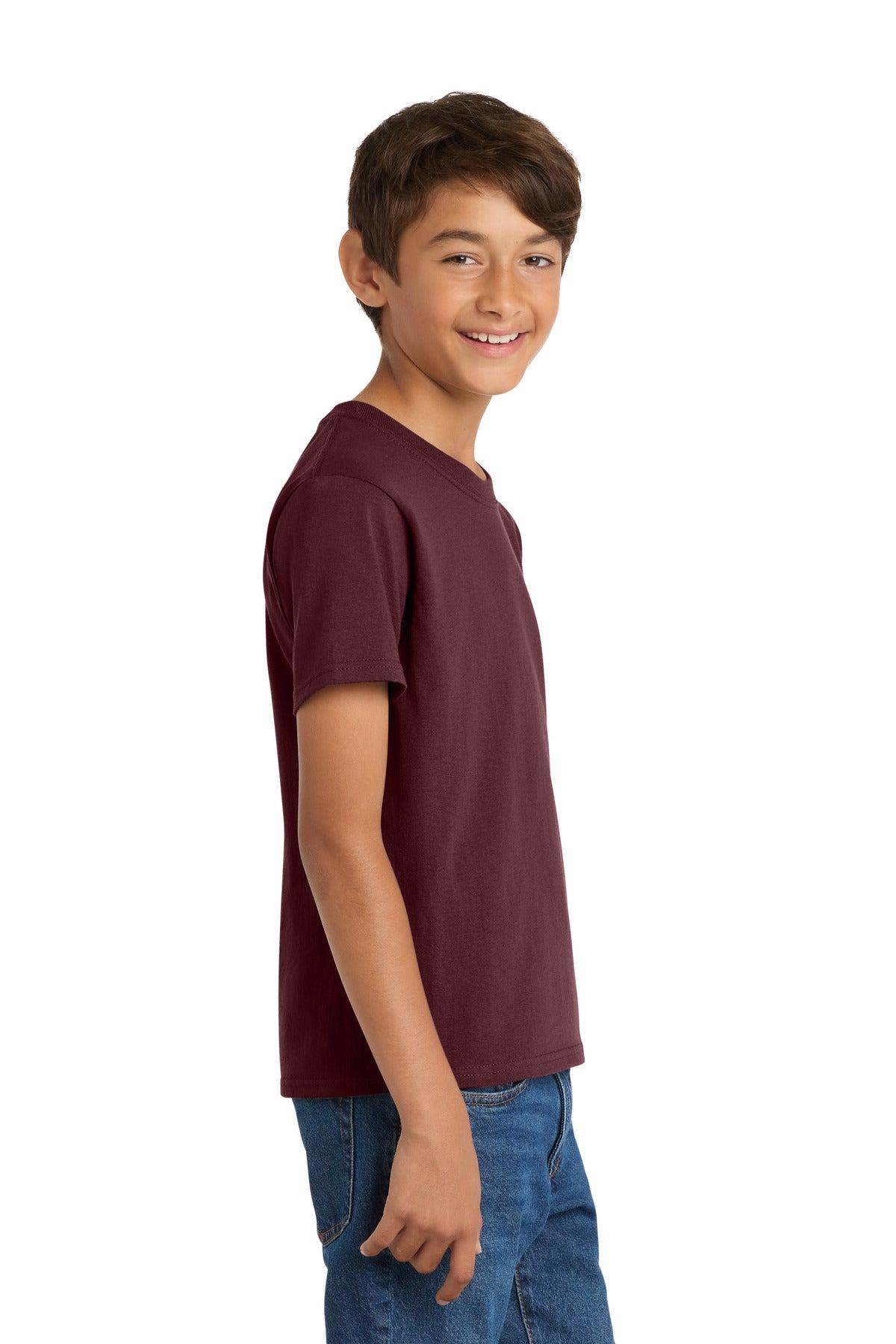 Port & Co Youth Core Cotton Tee. PC54Y - Athletic Maroon - side