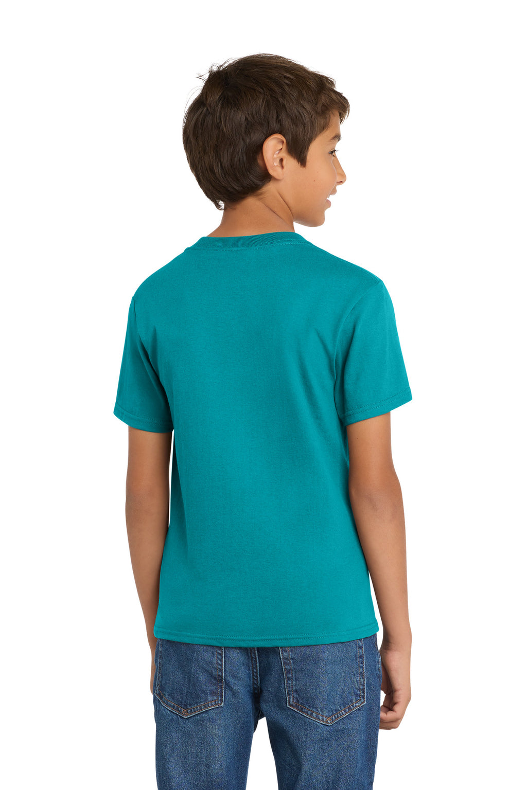 Port & Co Youth Core Cotton Tee. PC54Y - Bright Aqua - back