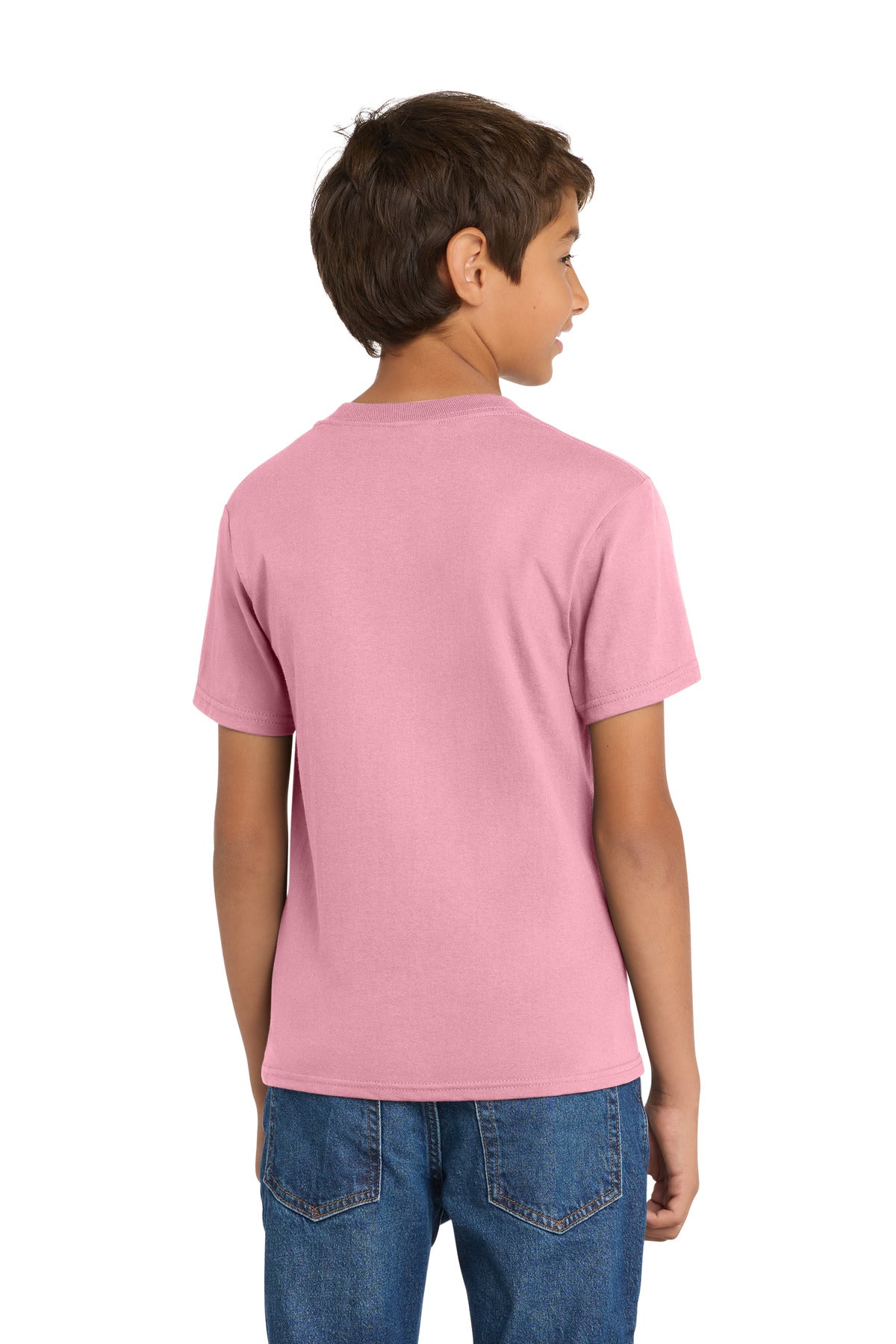 Port & Co Youth Core Cotton Tee. PC54Y - Candy Pink - back