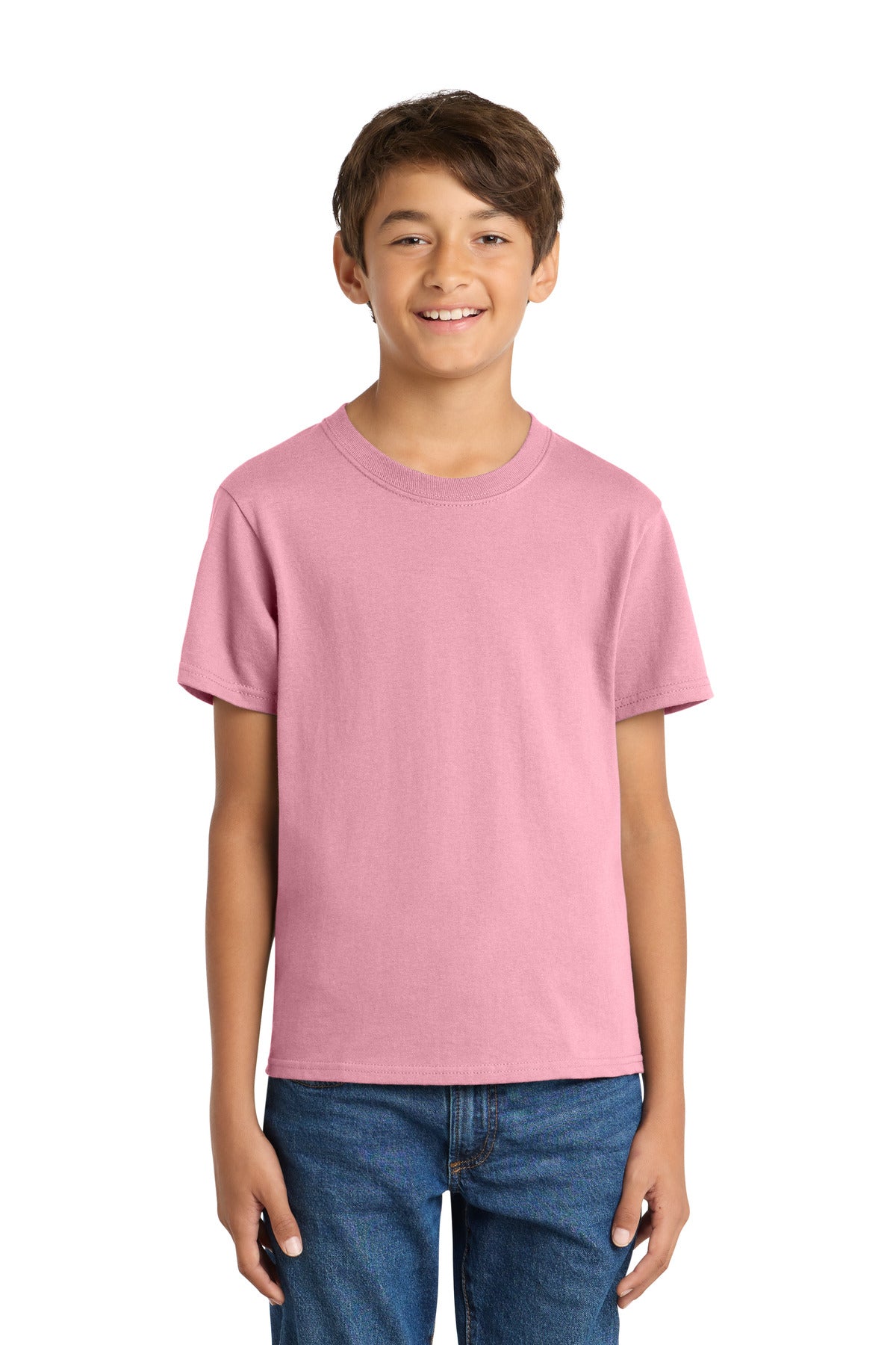 Port & Co Youth Core Cotton Tee. PC54Y - Candy Pink - front