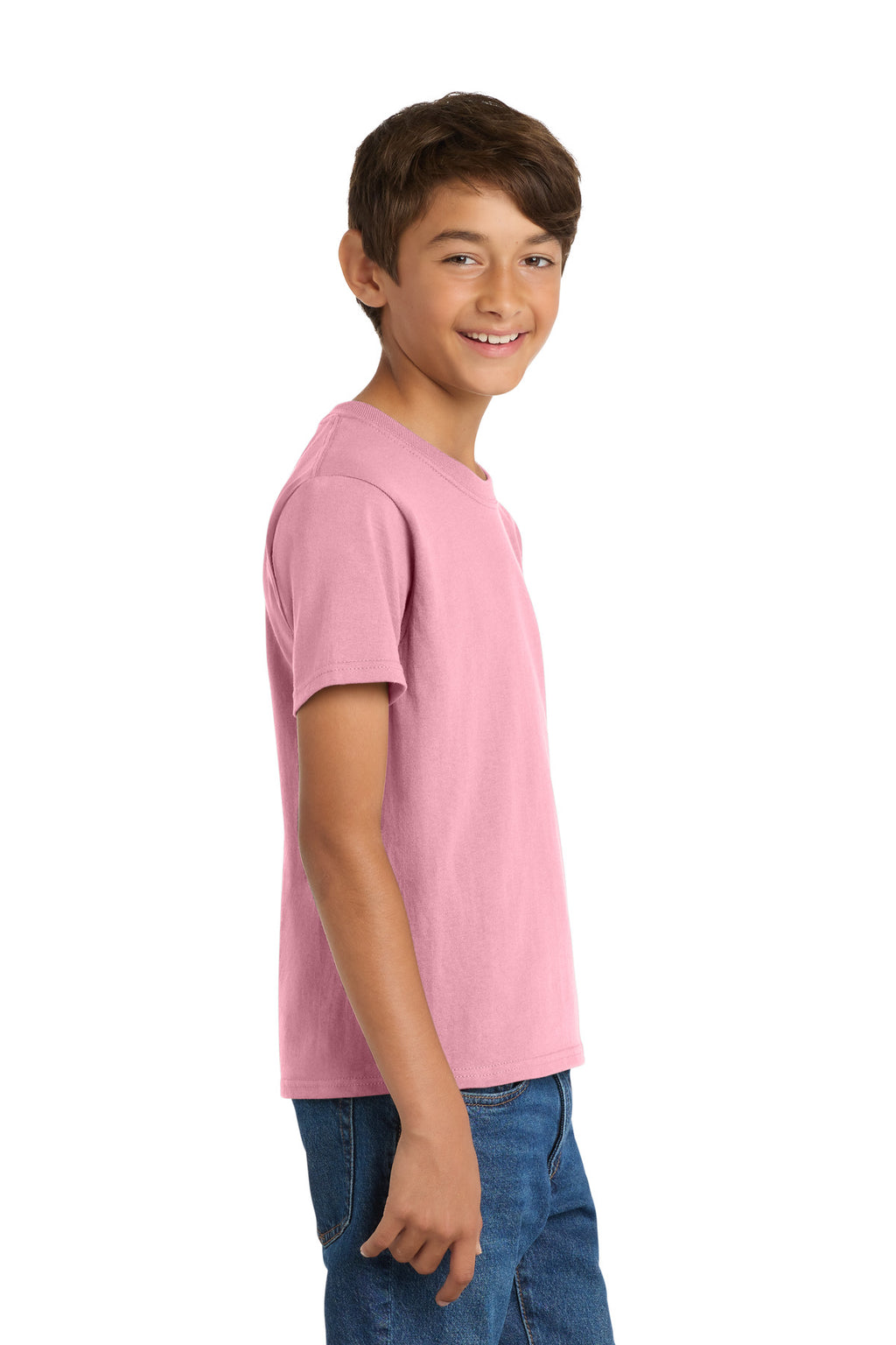 Port & Co Youth Core Cotton Tee. PC54Y - Candy Pink - side