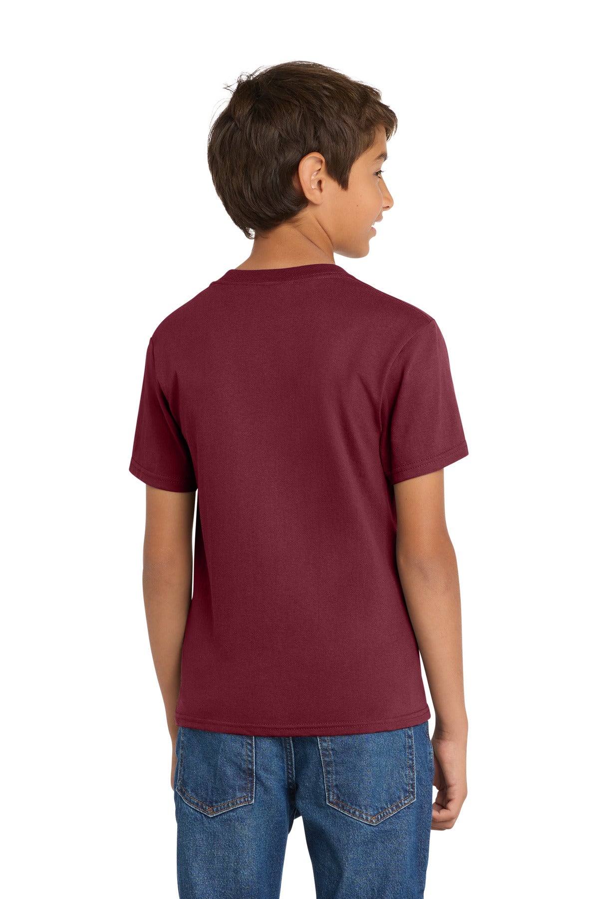 Port & Co Youth Core Cotton Tee. PC54Y - Cardinal - back
