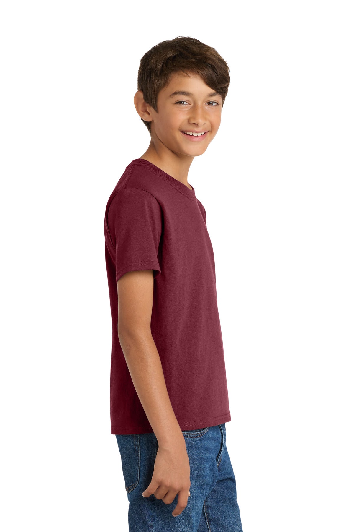 Port & Co Youth Core Cotton Tee. PC54Y - Cardinal - side
