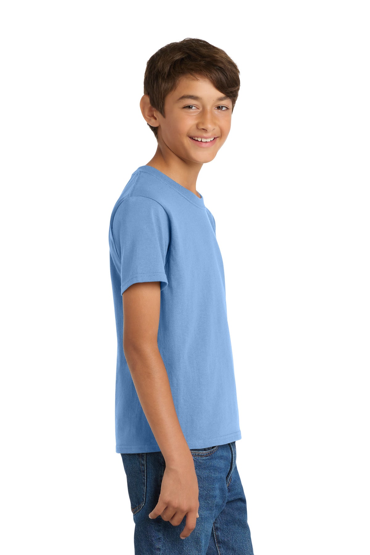 Port & Co Youth Core Cotton Tee. PC54Y - Carolina Blue - side