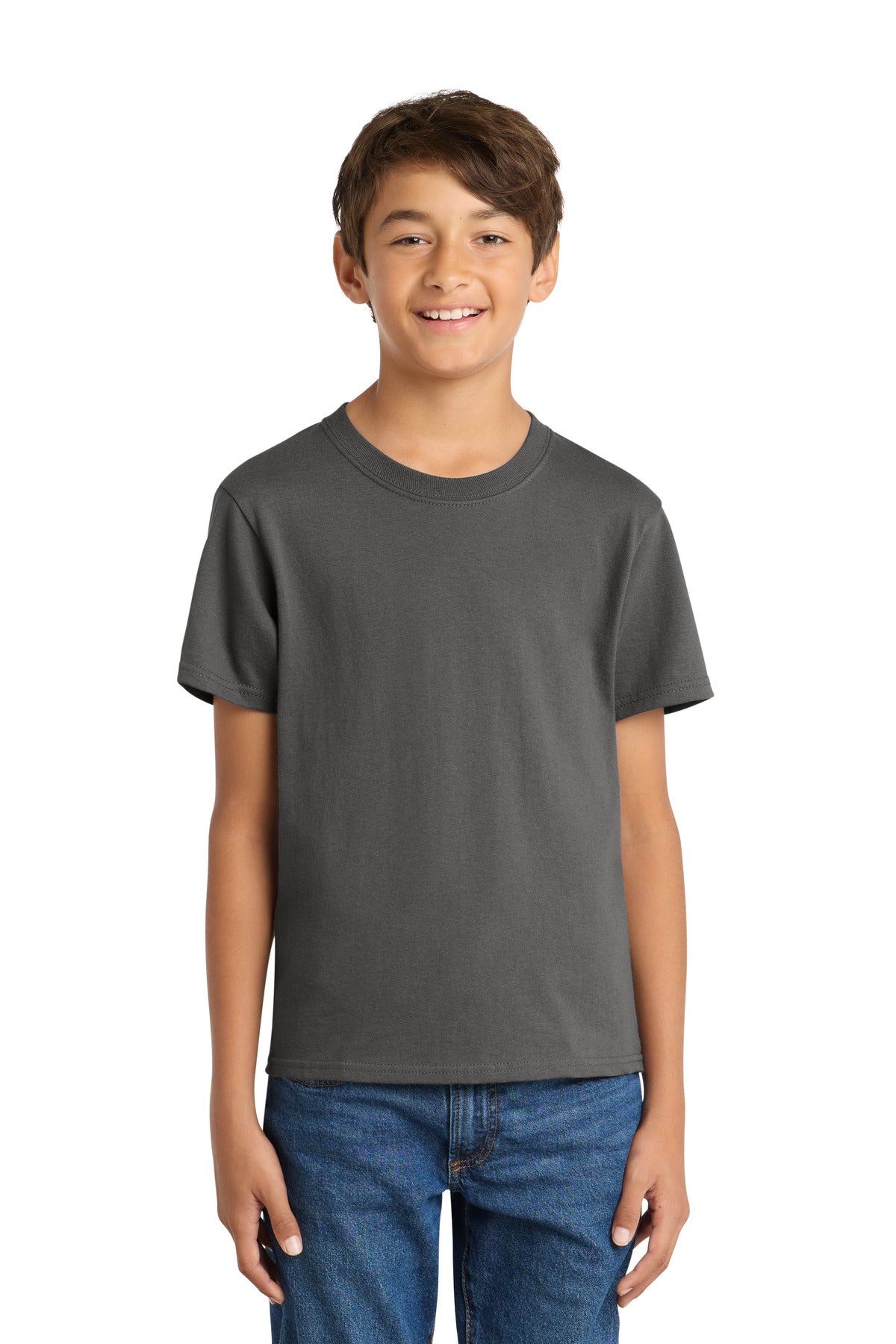 Port & Co Youth Core Cotton Tee. PC54Y - Charcoal - front
