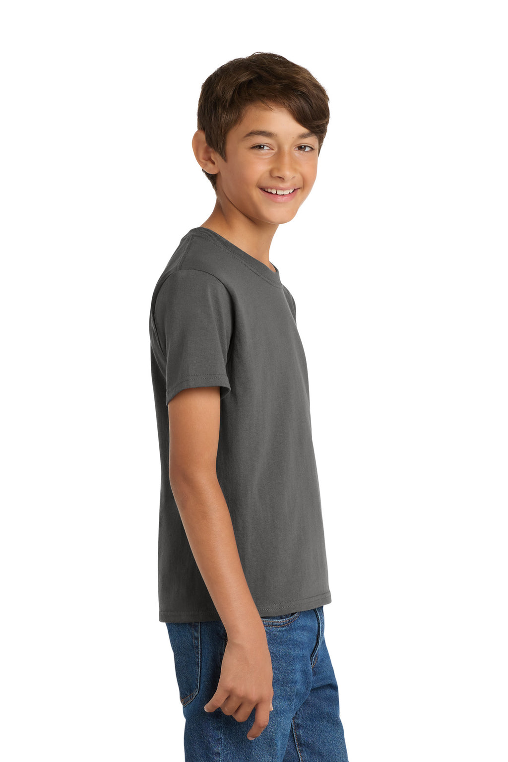 Port & Co Youth Core Cotton Tee. PC54Y - Charcoal - side