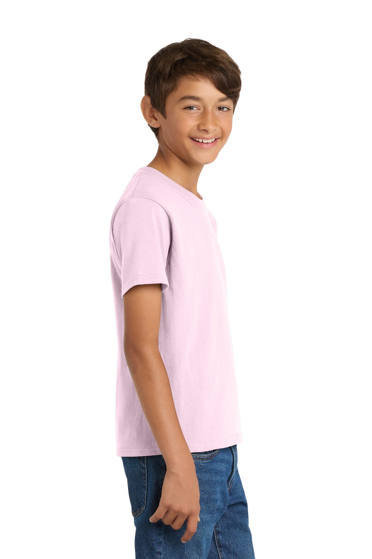 Port & Co Youth Core Cotton Tee. PC54Y - Cherry Blossom - side