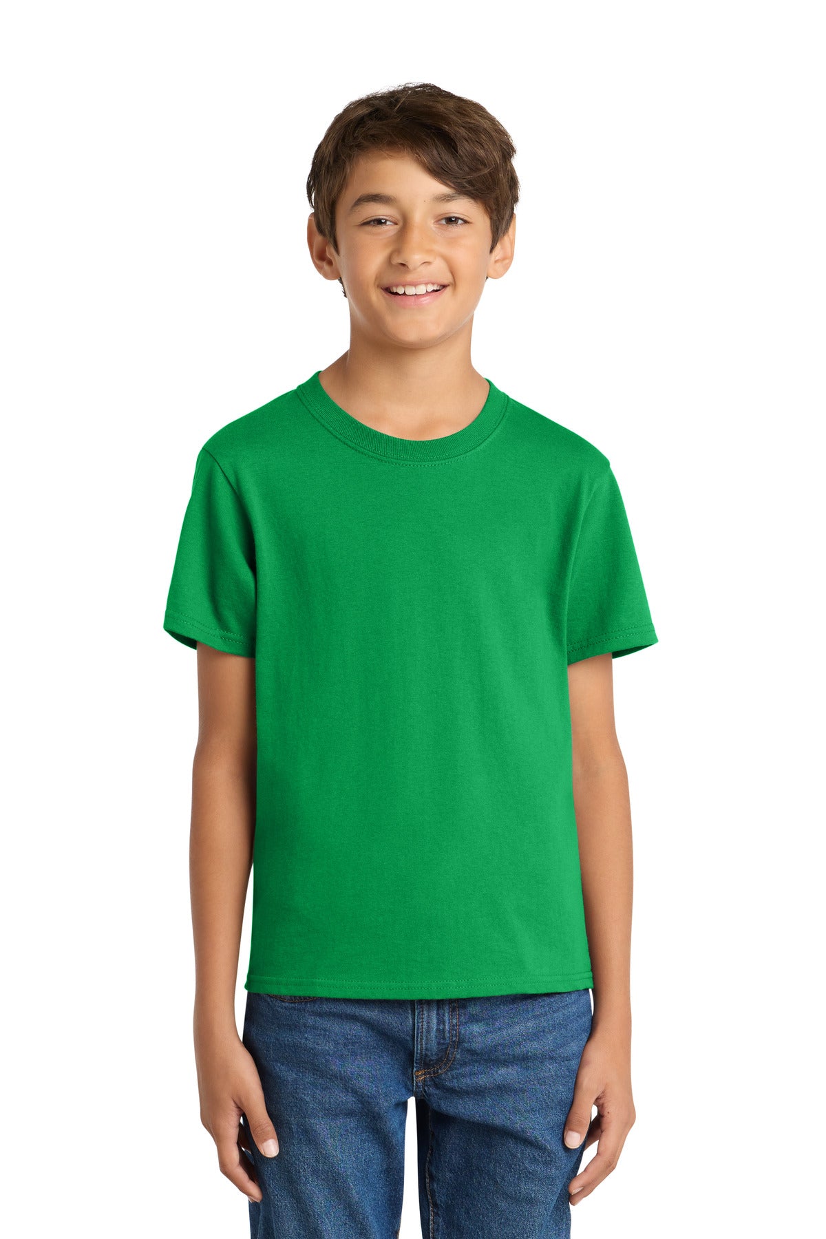 Port & Co Youth Core Cotton Tee. PC54Y - Clover Green - front