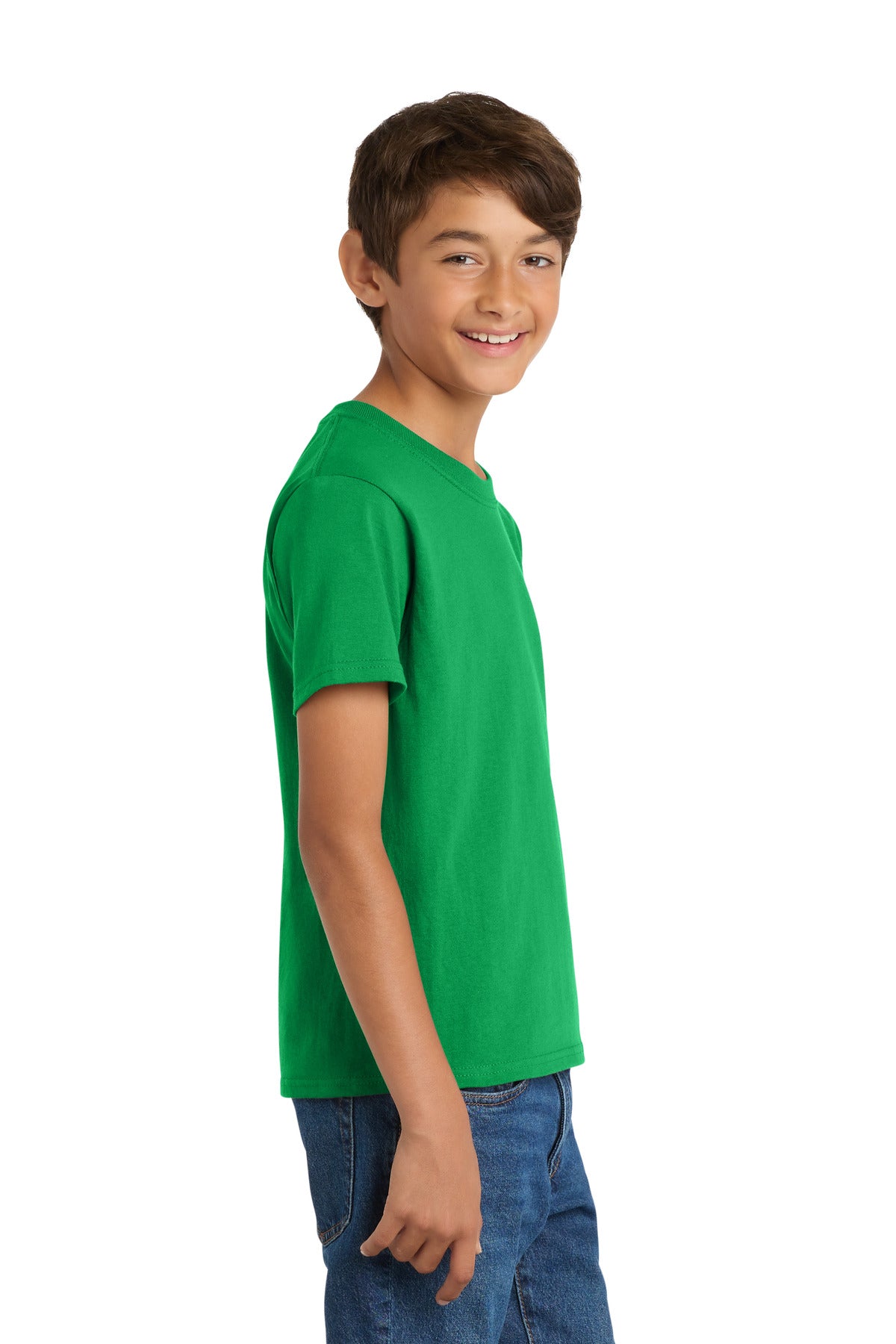 Port & Co Youth Core Cotton Tee. PC54Y - Clover Green - side