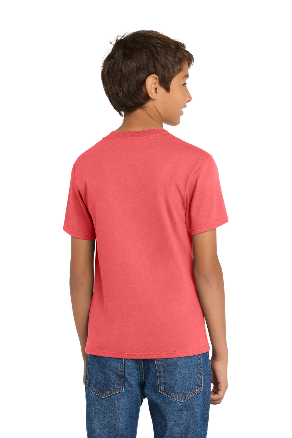 Port & Co Youth Core Cotton Tee. PC54Y - Coral - back