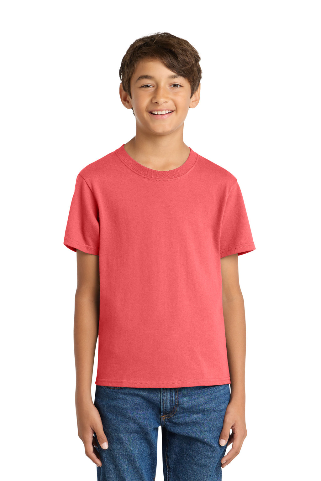 Port & Co Youth Core Cotton Tee. PC54Y - Coral - front