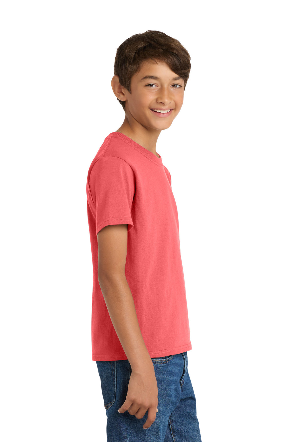 Port & Co Youth Core Cotton Tee. PC54Y - Coral - side