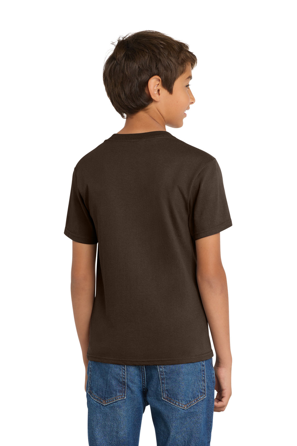 Port & Co Youth Core Cotton Tee. PC54Y - Dark Chocolate Brown - back