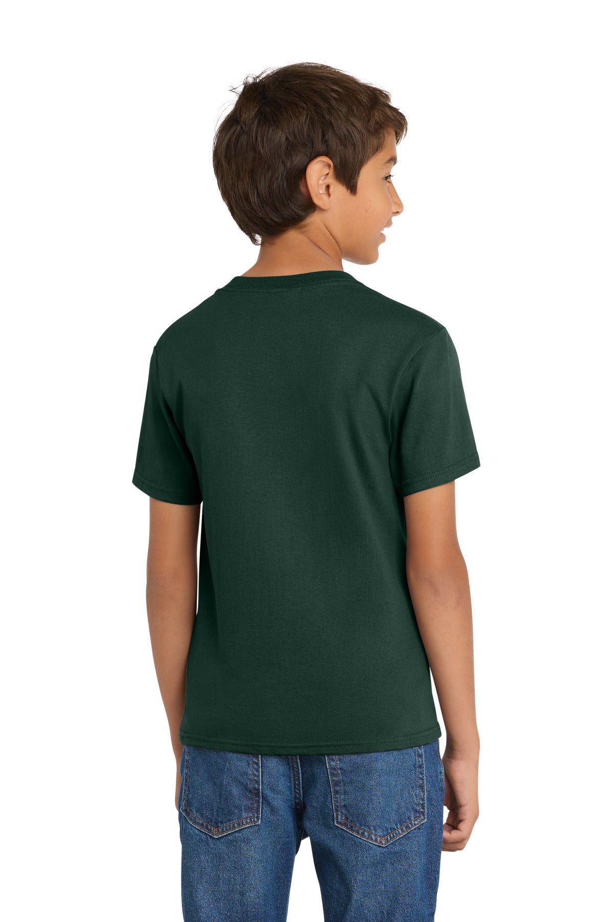Port & Co Youth Core Cotton Tee. PC54Y - Dark Green - back