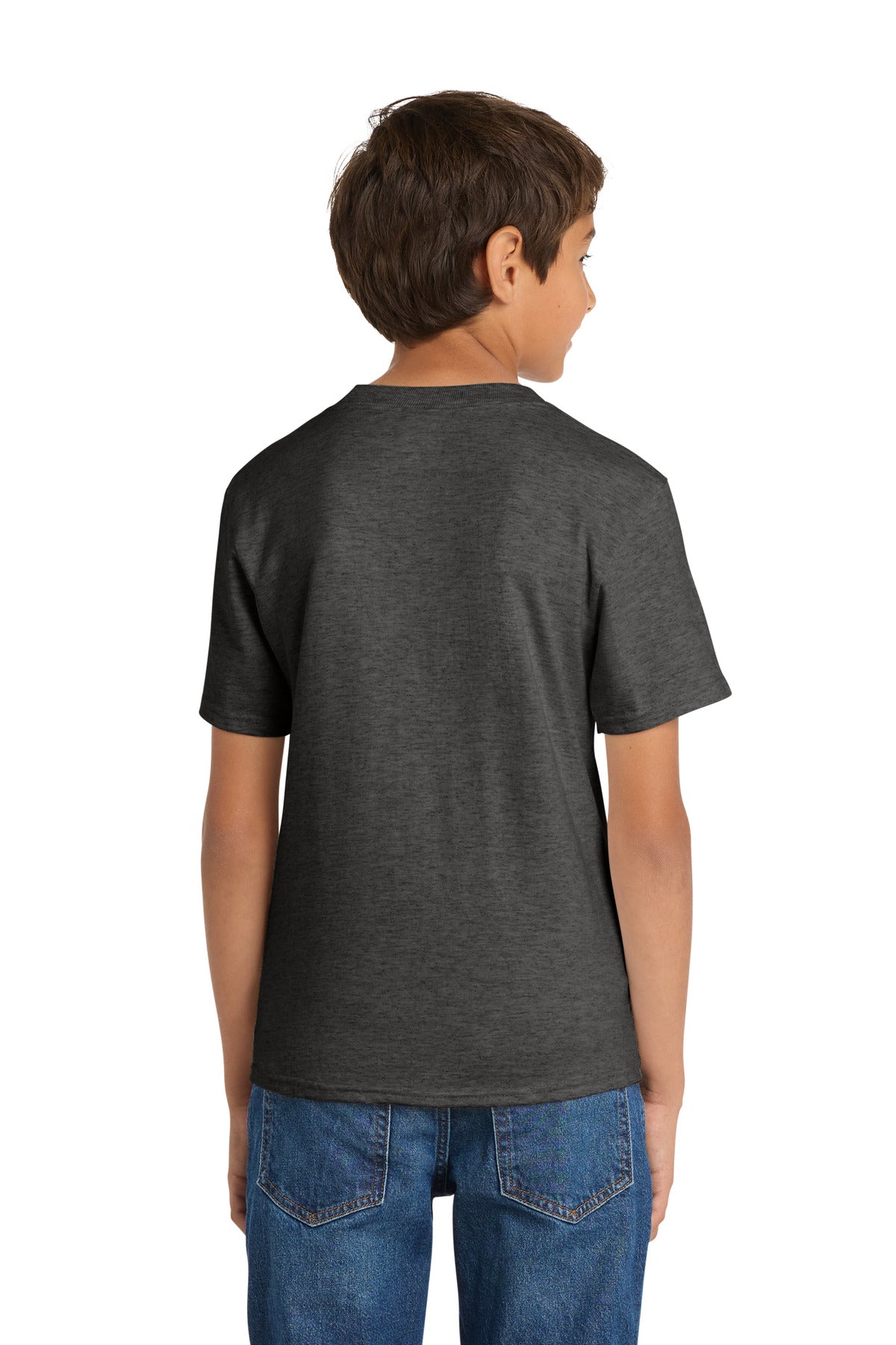 Port & Co Youth Core Cotton Tee. PC54Y - Dark Heather Grey - back