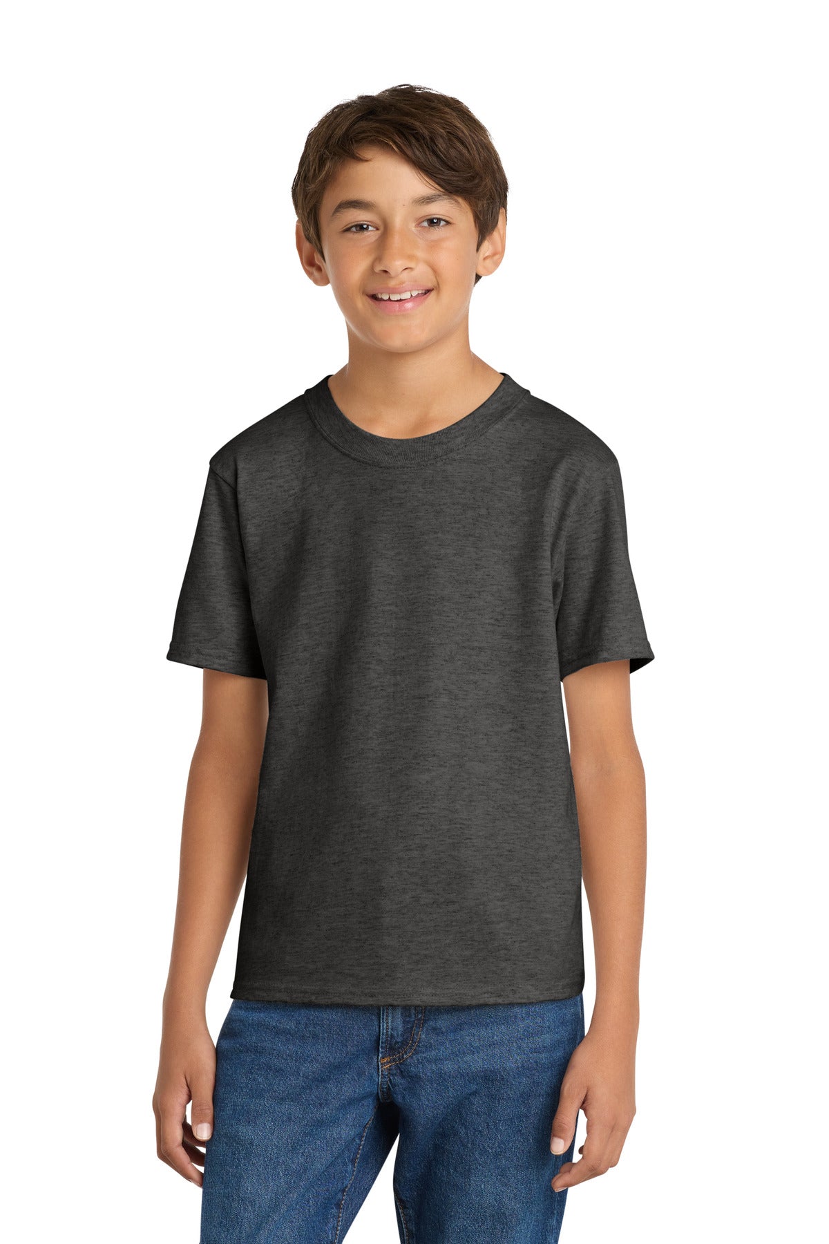 Port & Co Youth Core Cotton Tee. PC54Y - Dark Heather Grey - front