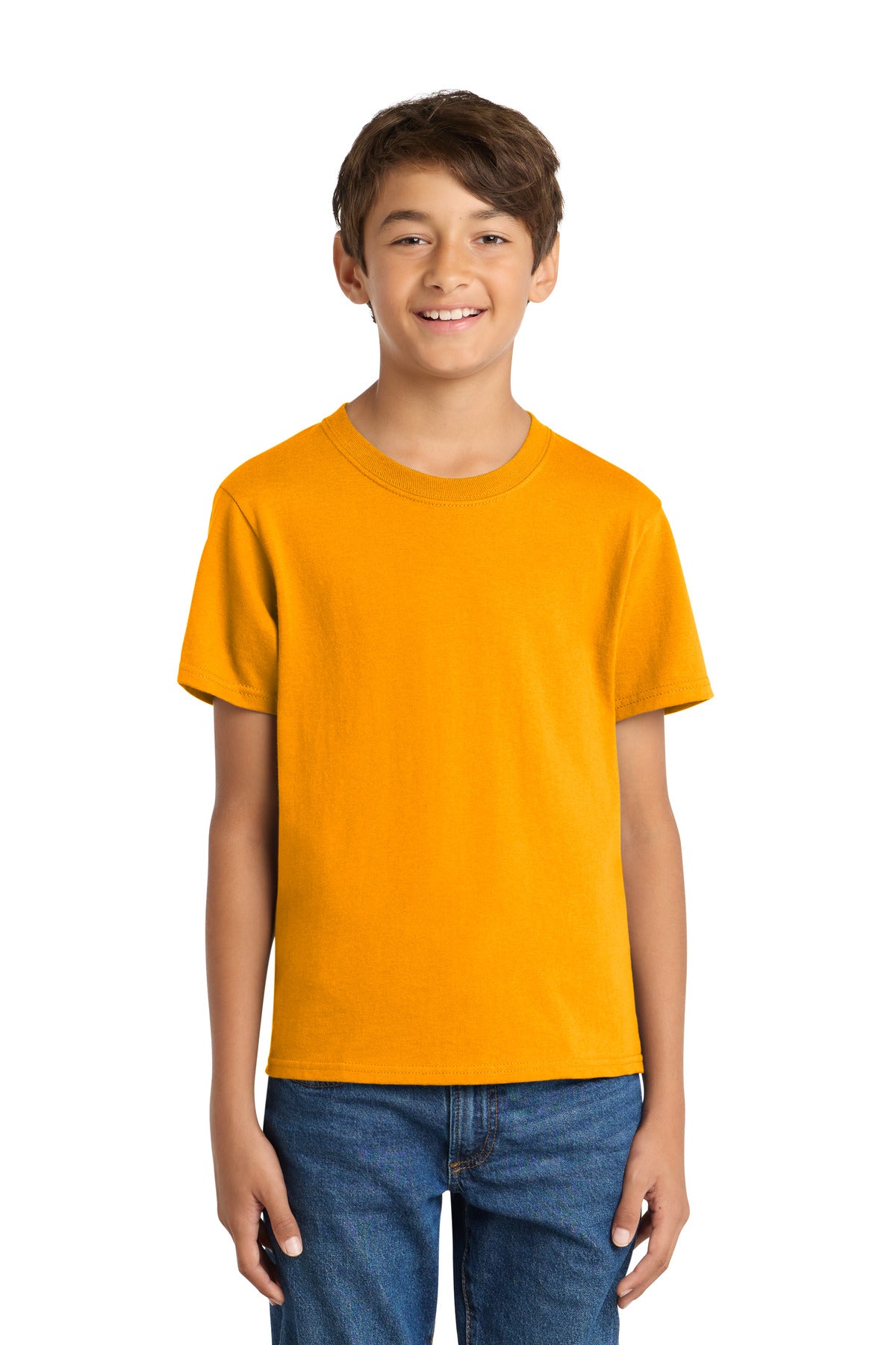 Port & Co Youth Core Cotton Tee. PC54Y - Gold - front