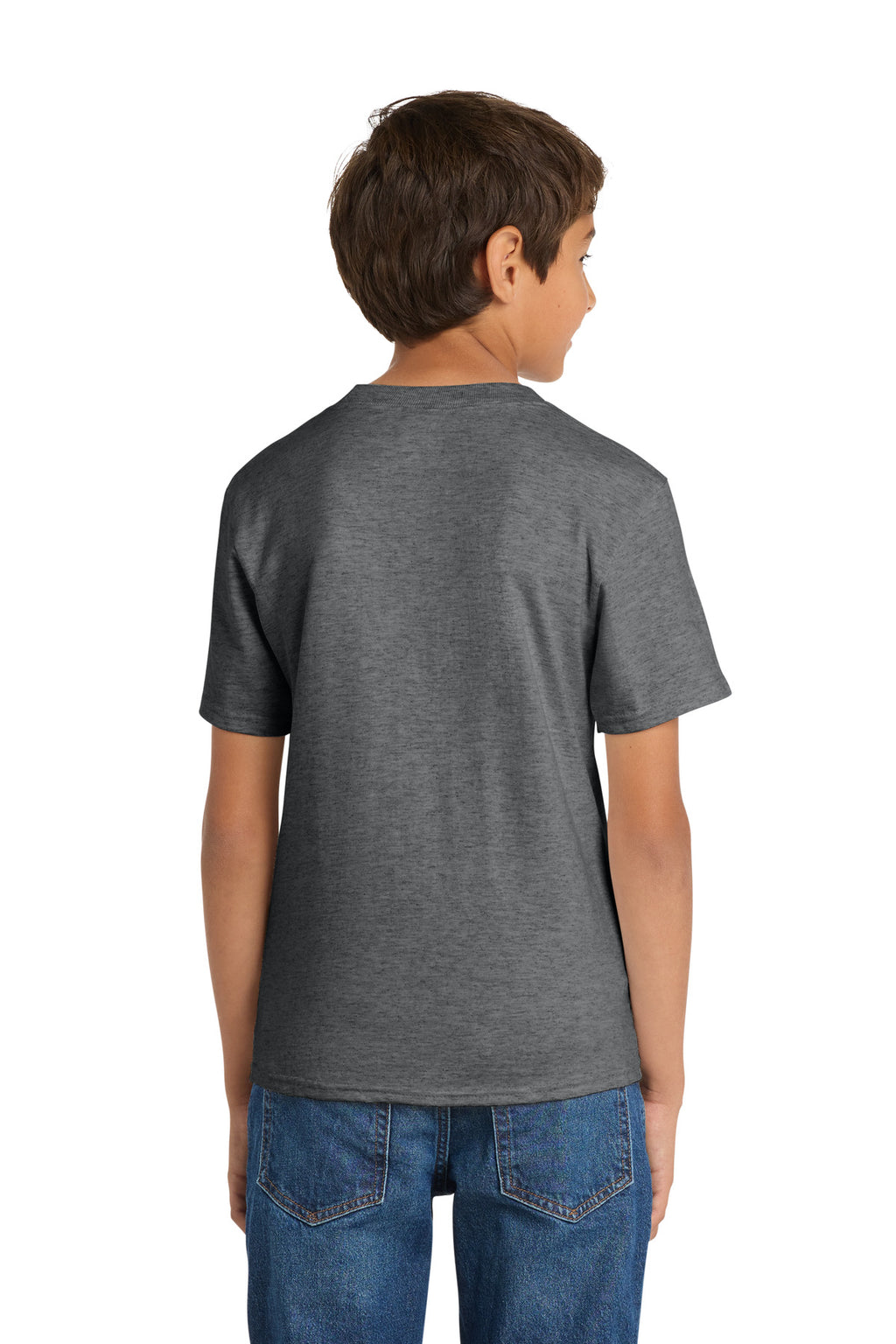 Port & Co Youth Core Cotton Tee. PC54Y - Graphite Heather - back