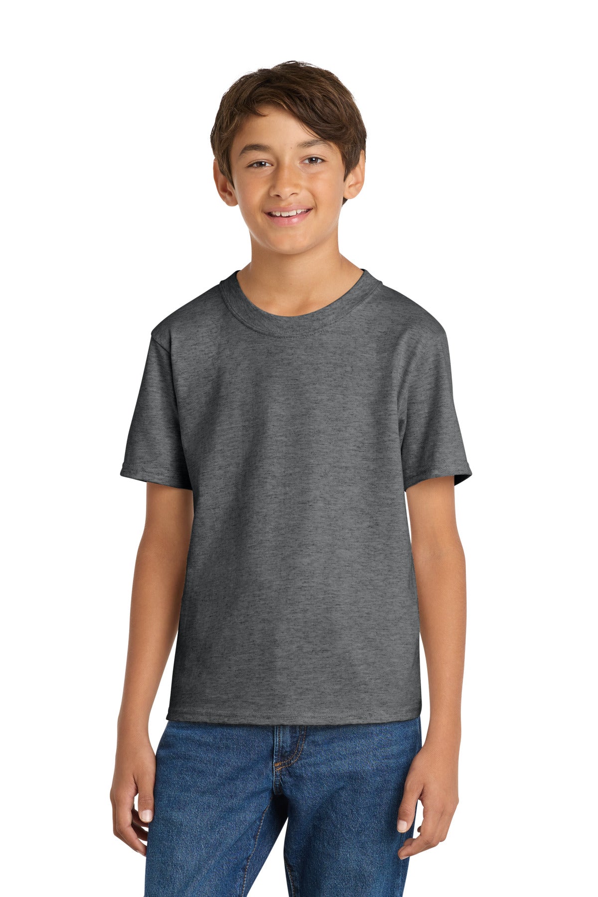 Port & Co Youth Core Cotton Tee. PC54Y - Graphite Heather - front