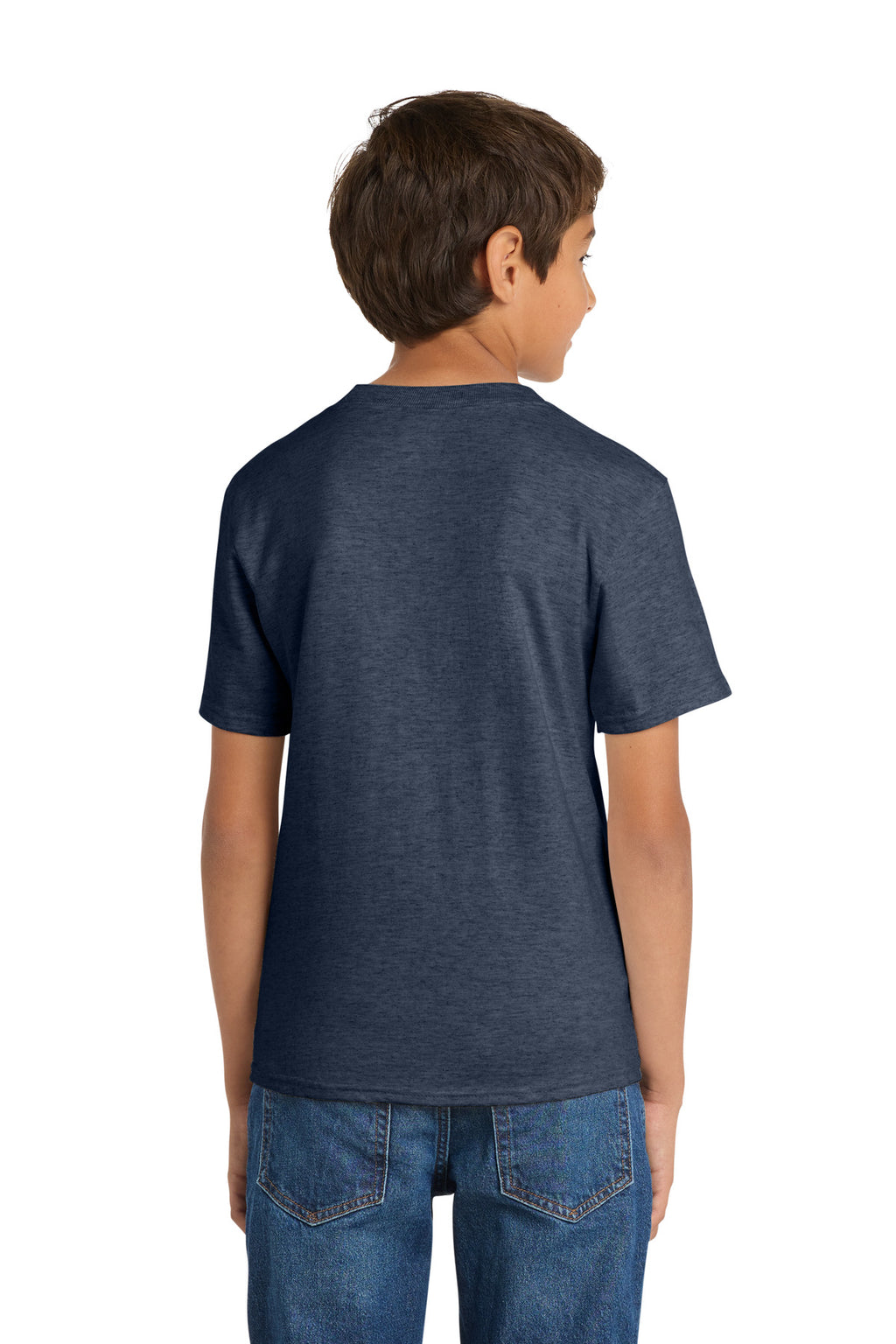 Port & Co Youth Core Cotton Tee. PC54Y - Heather Navy - back