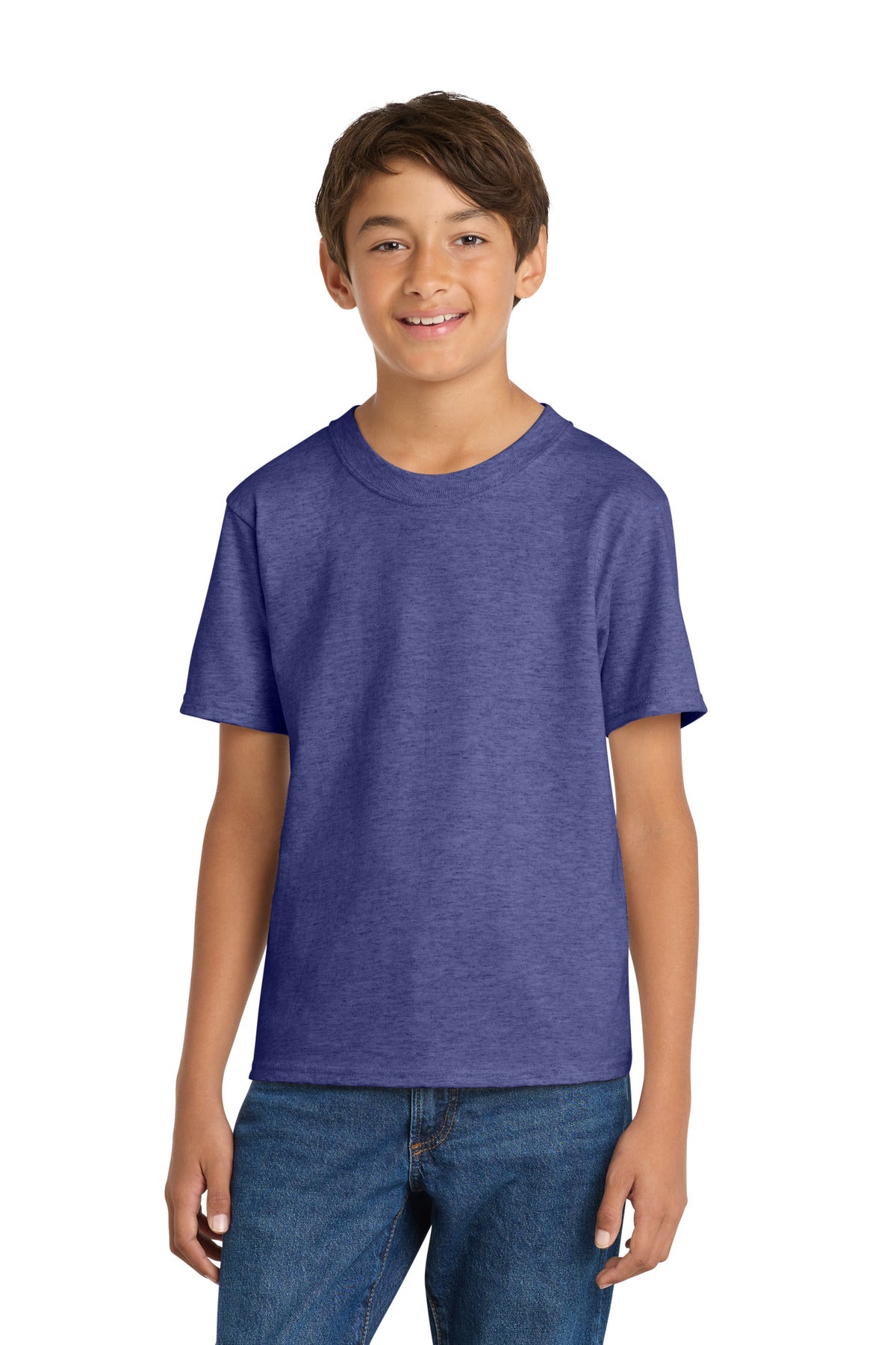 Port & Co Youth Core Cotton Tee. PC54Y - Heather Purple - front
