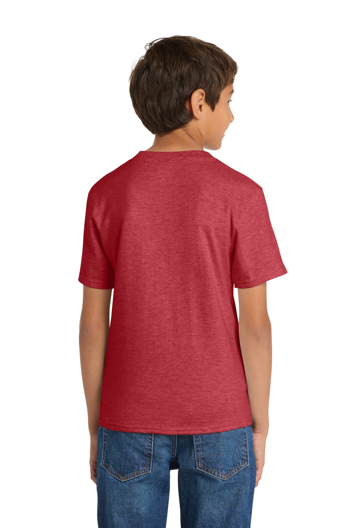 Port & Co Youth Core Cotton Tee. PC54Y - Heather Red - back