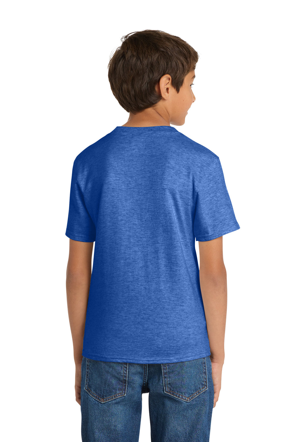 Port & Co Youth Core Cotton Tee. PC54Y - Heather Royal - back