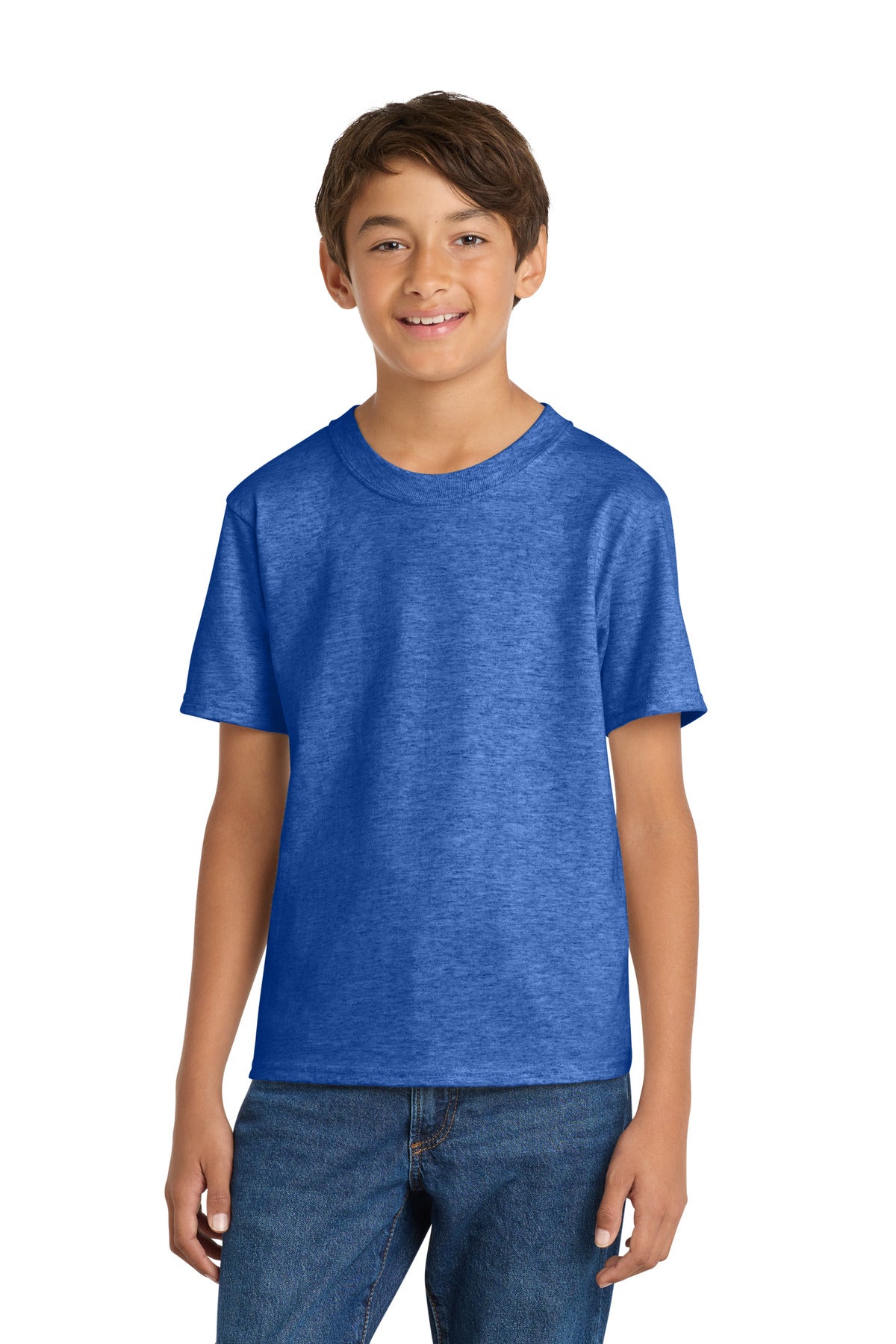 Port & Co Youth Core Cotton Tee. PC54Y - Heather Royal - front