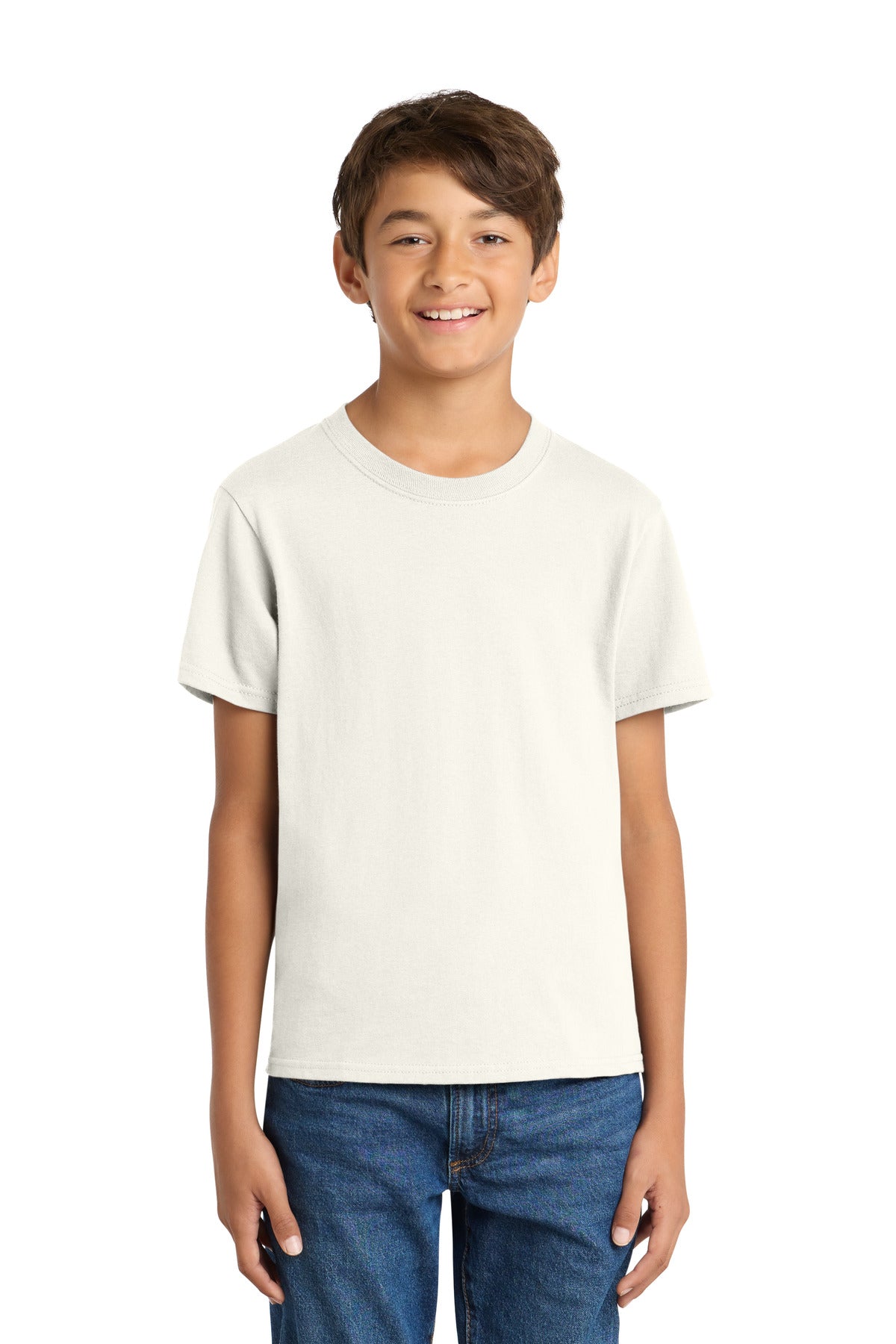 Port & Co Youth Core Cotton Tee. PC54Y - Ivory - front