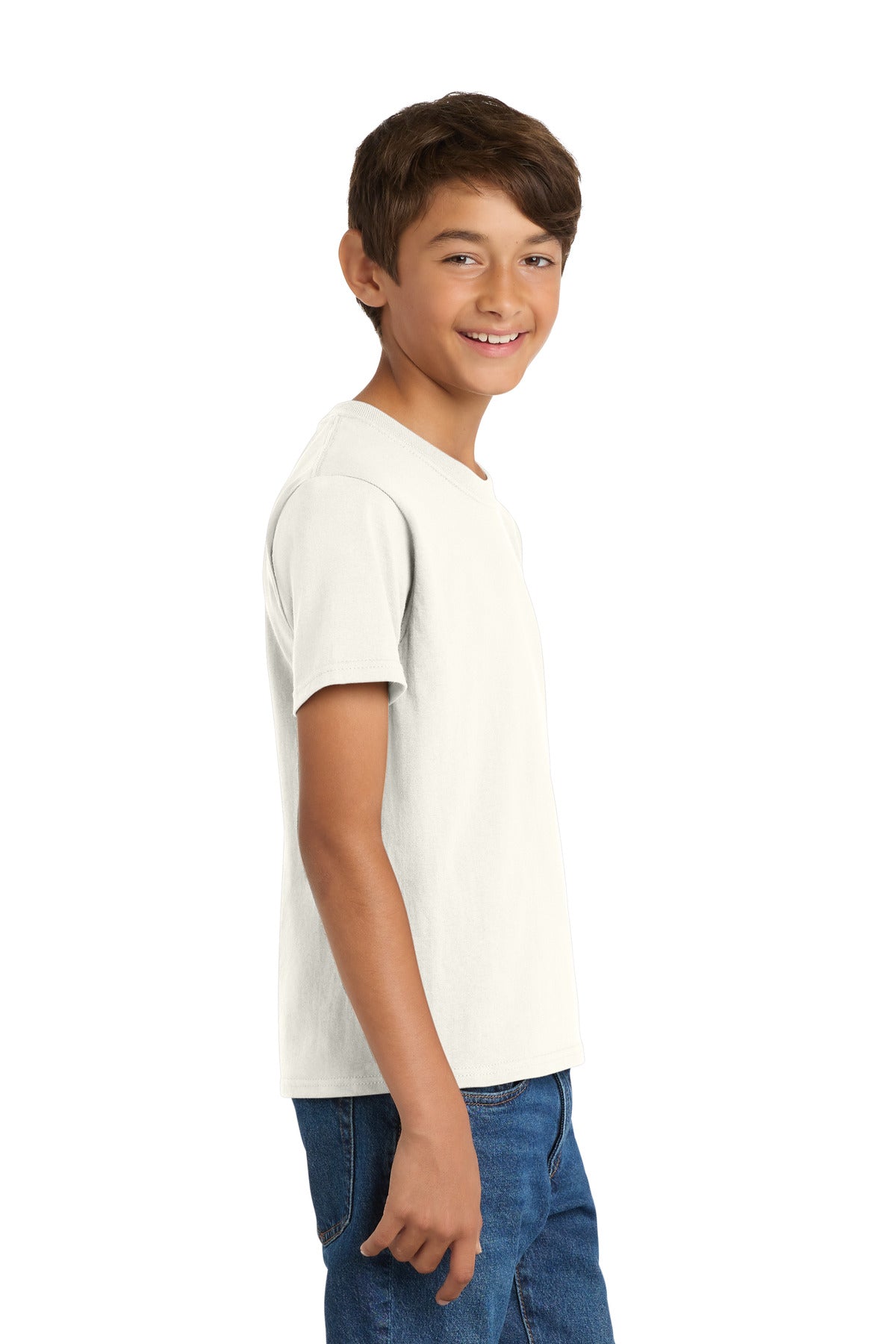 Port & Co Youth Core Cotton Tee. PC54Y - Ivory - side