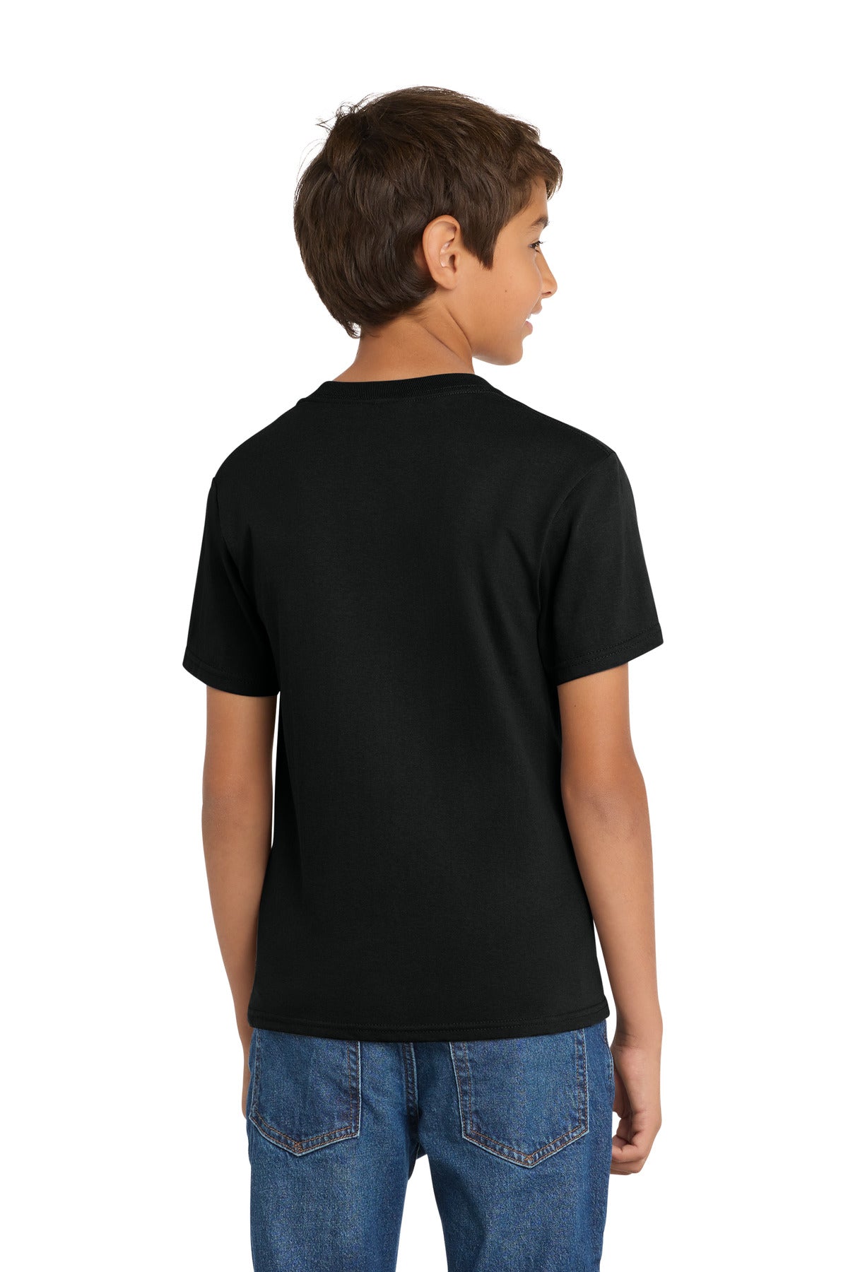 Port & Co Youth Core Cotton Tee. PC54Y - Jet Black - back