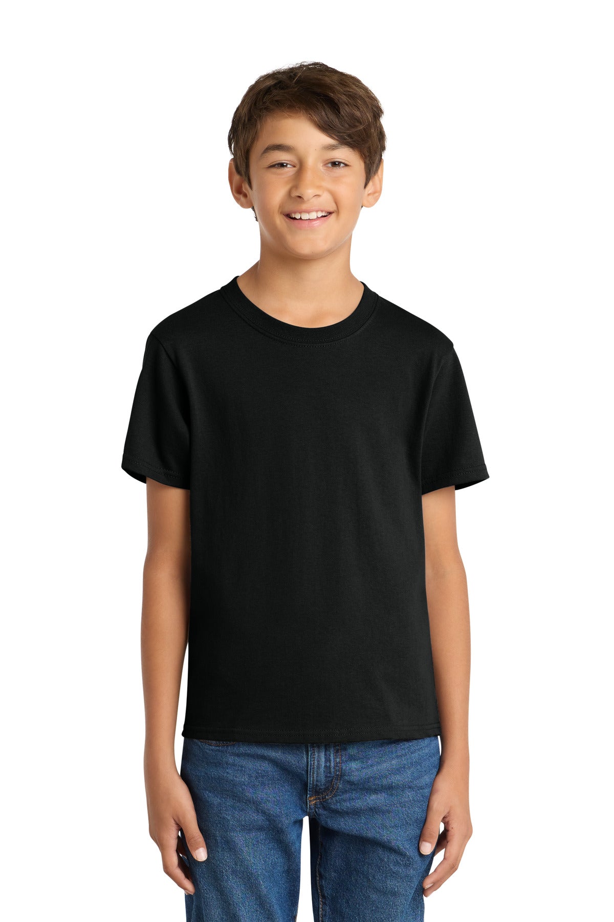 Port & Co Youth Core Cotton Tee. PC54Y - Jet Black - front