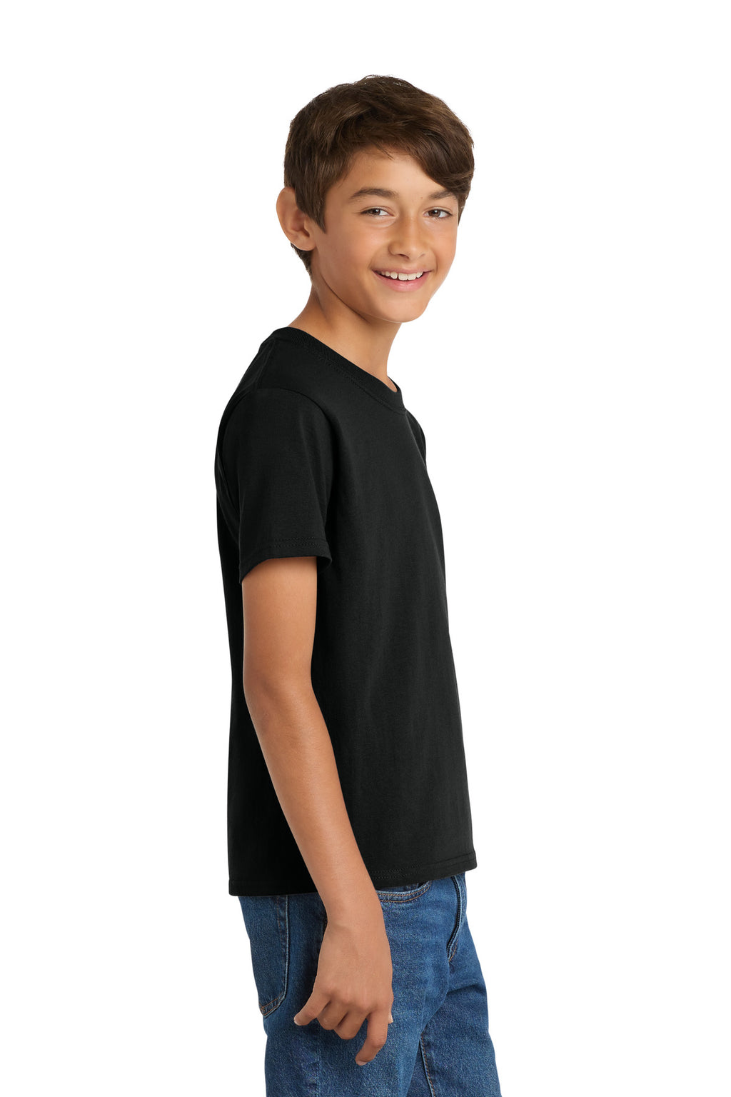 Port & Co Youth Core Cotton Tee. PC54Y - Jet Black - side