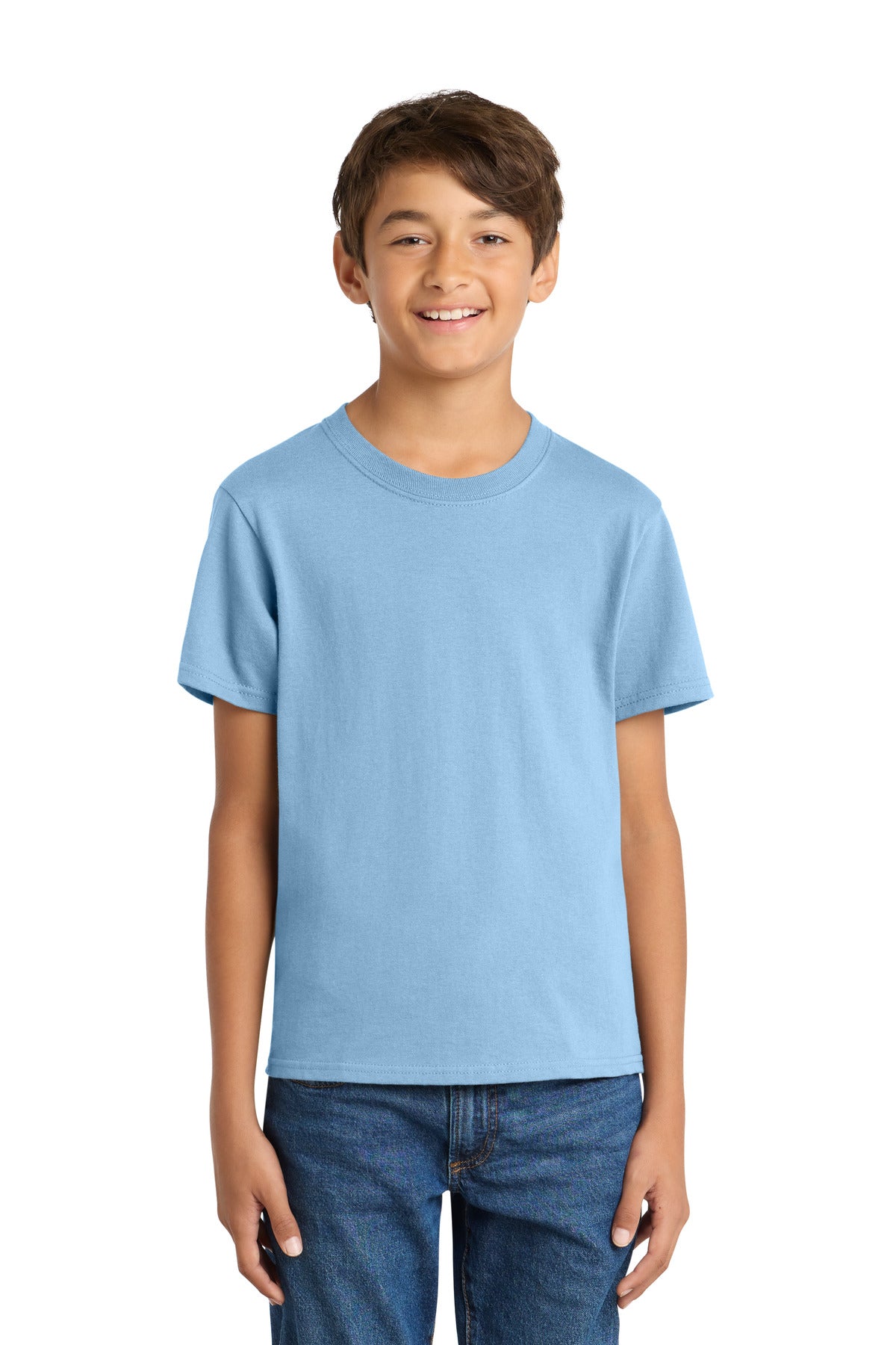 Port & Co Youth Core Cotton Tee. PC54Y - Light Blue - front