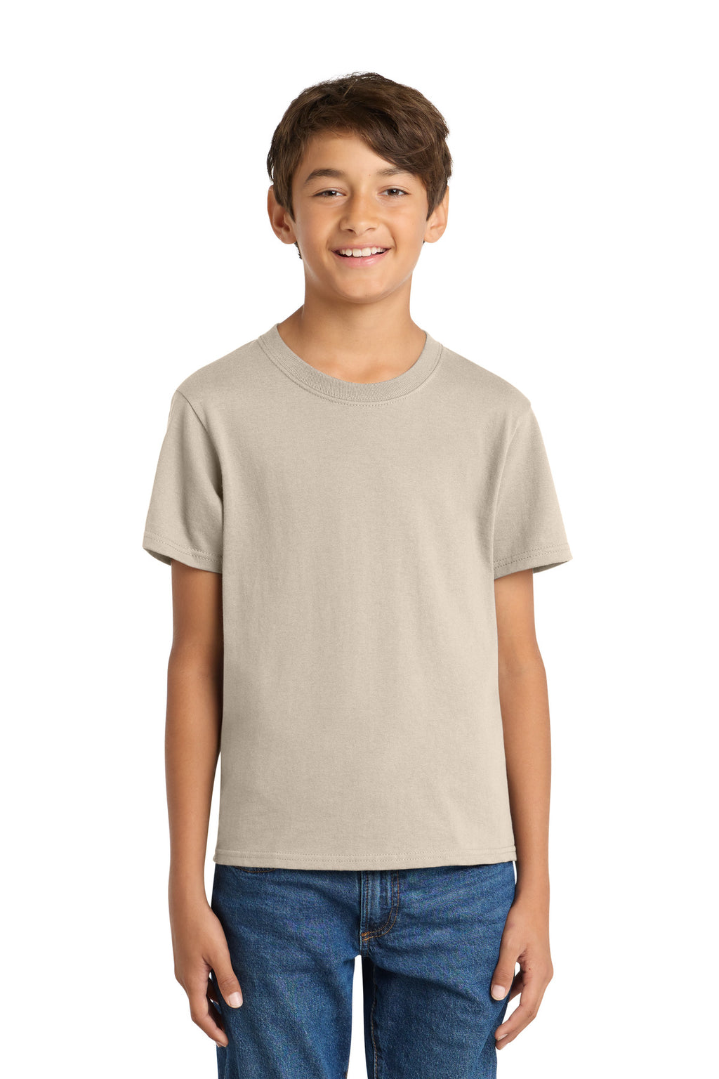 Port & Co Youth Core Cotton Tee. PC54Y - Light Sand - front