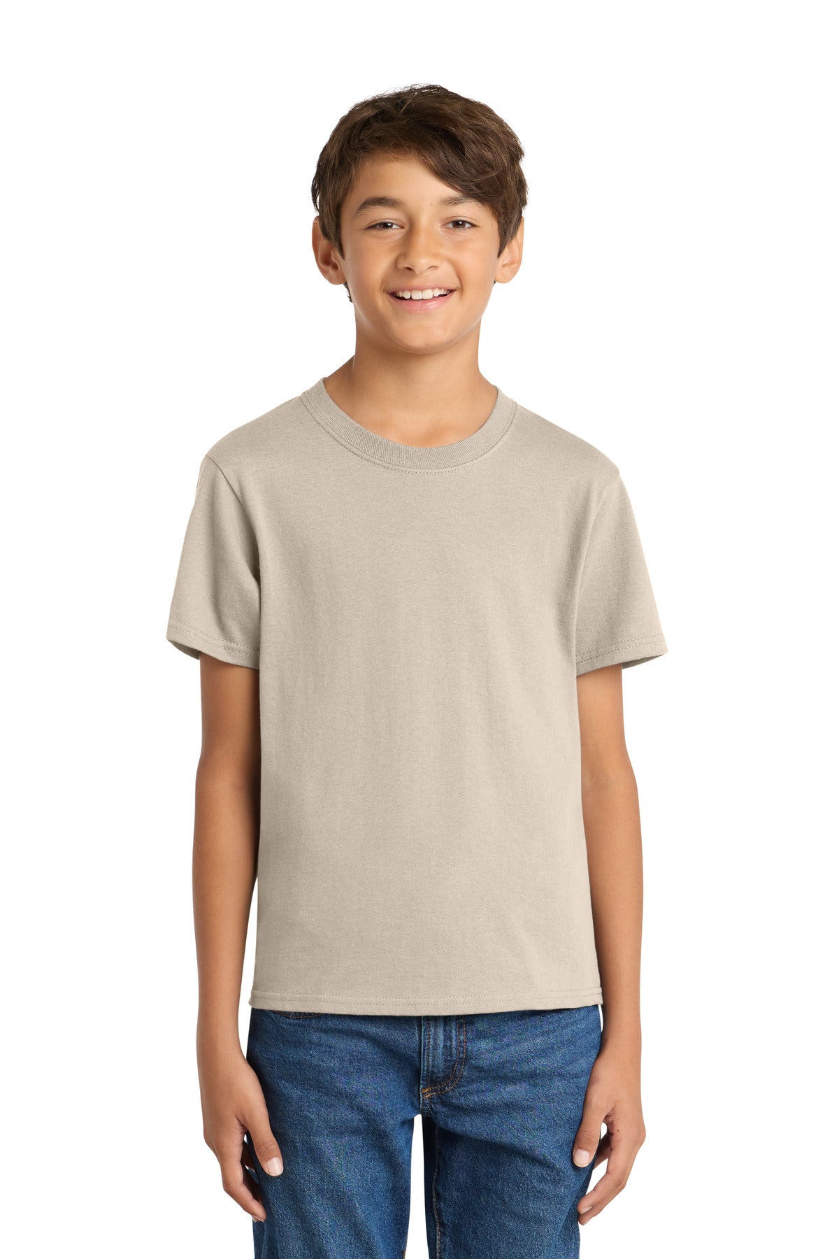Port & Co Youth Core Cotton Tee. PC54Y - Light Sand - front