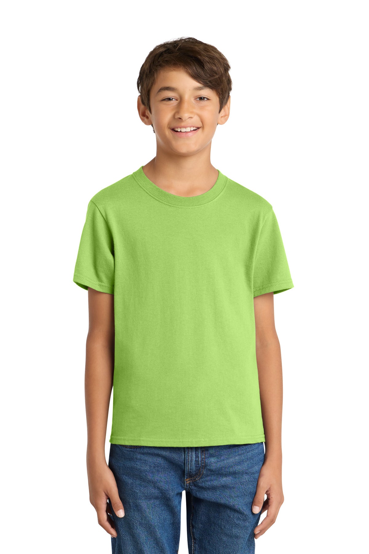 Port & Co Youth Core Cotton Tee. PC54Y - Lime - front