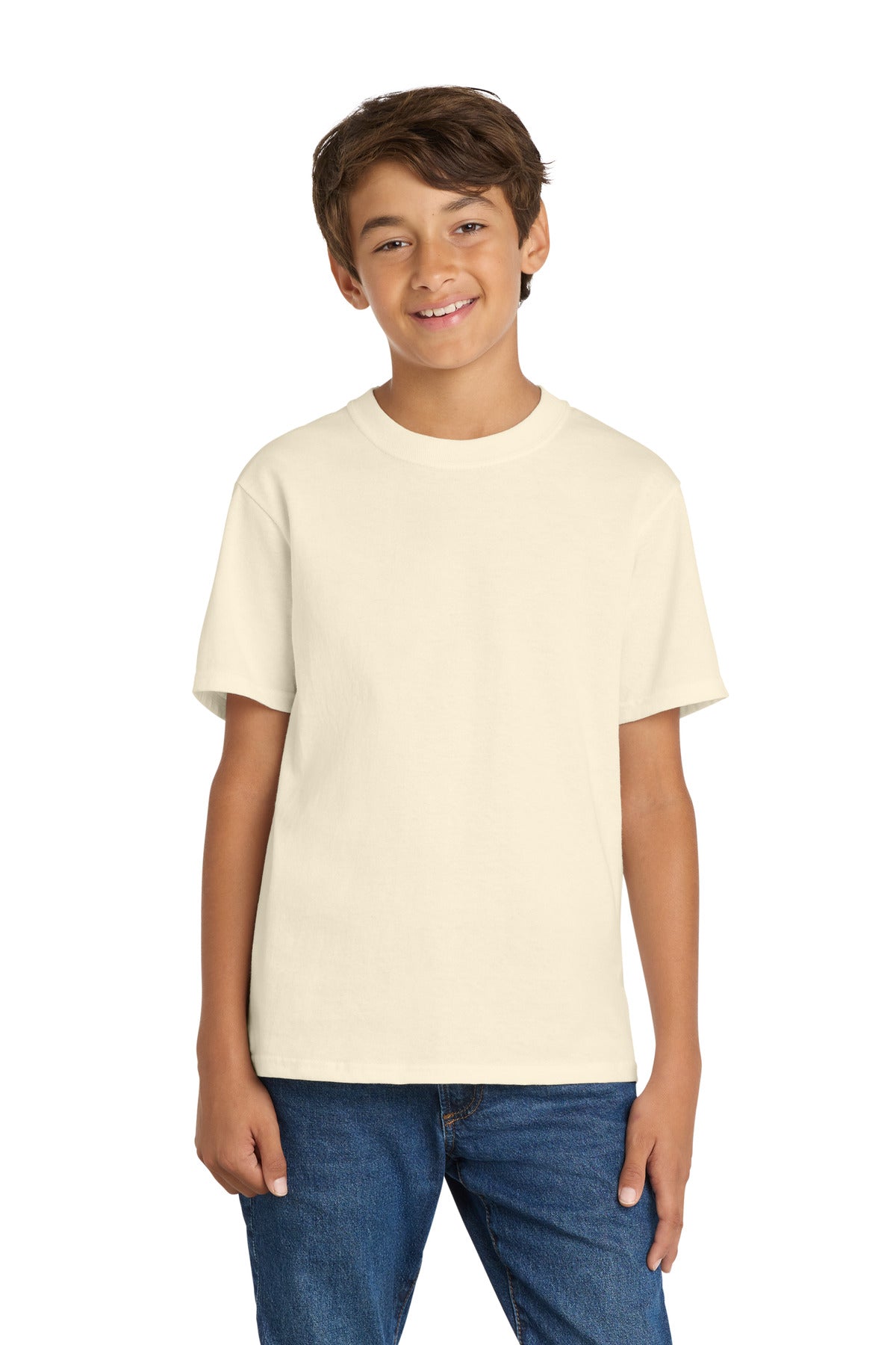Port & Co Youth Core Cotton Tee. PC54Y - Natural - front