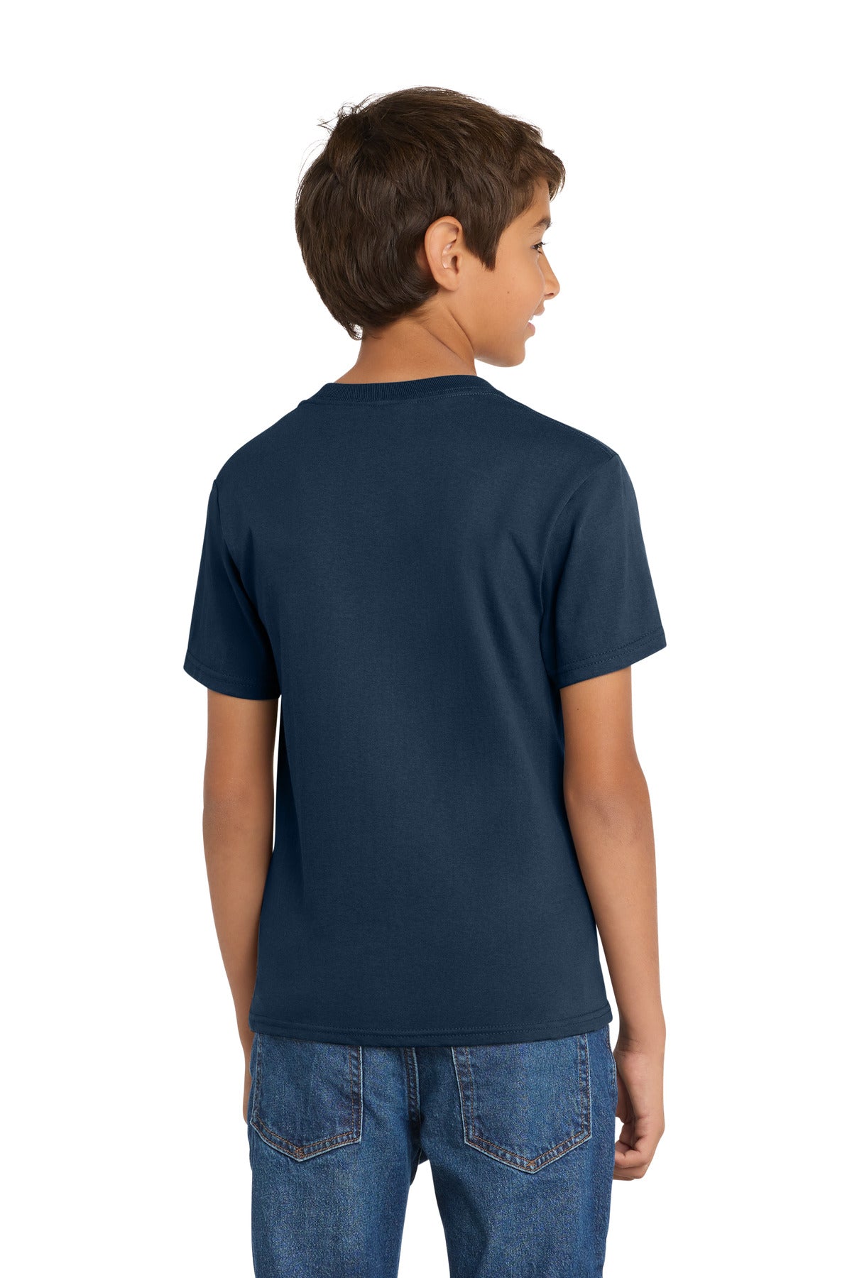 Port & Co Youth Core Cotton Tee. PC54Y - Navy - back