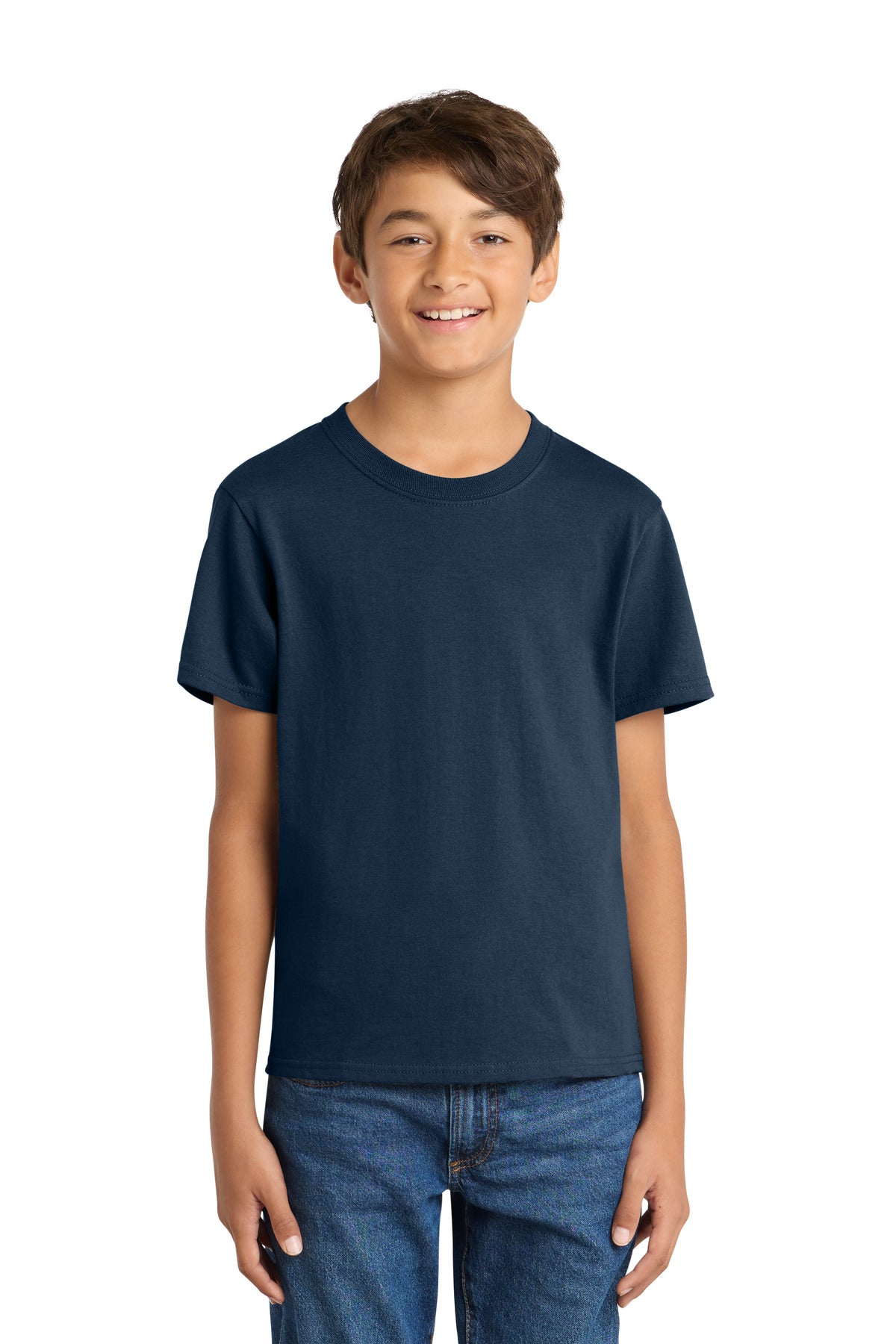 Port & Co Youth Core Cotton Tee. PC54Y - Navy - front