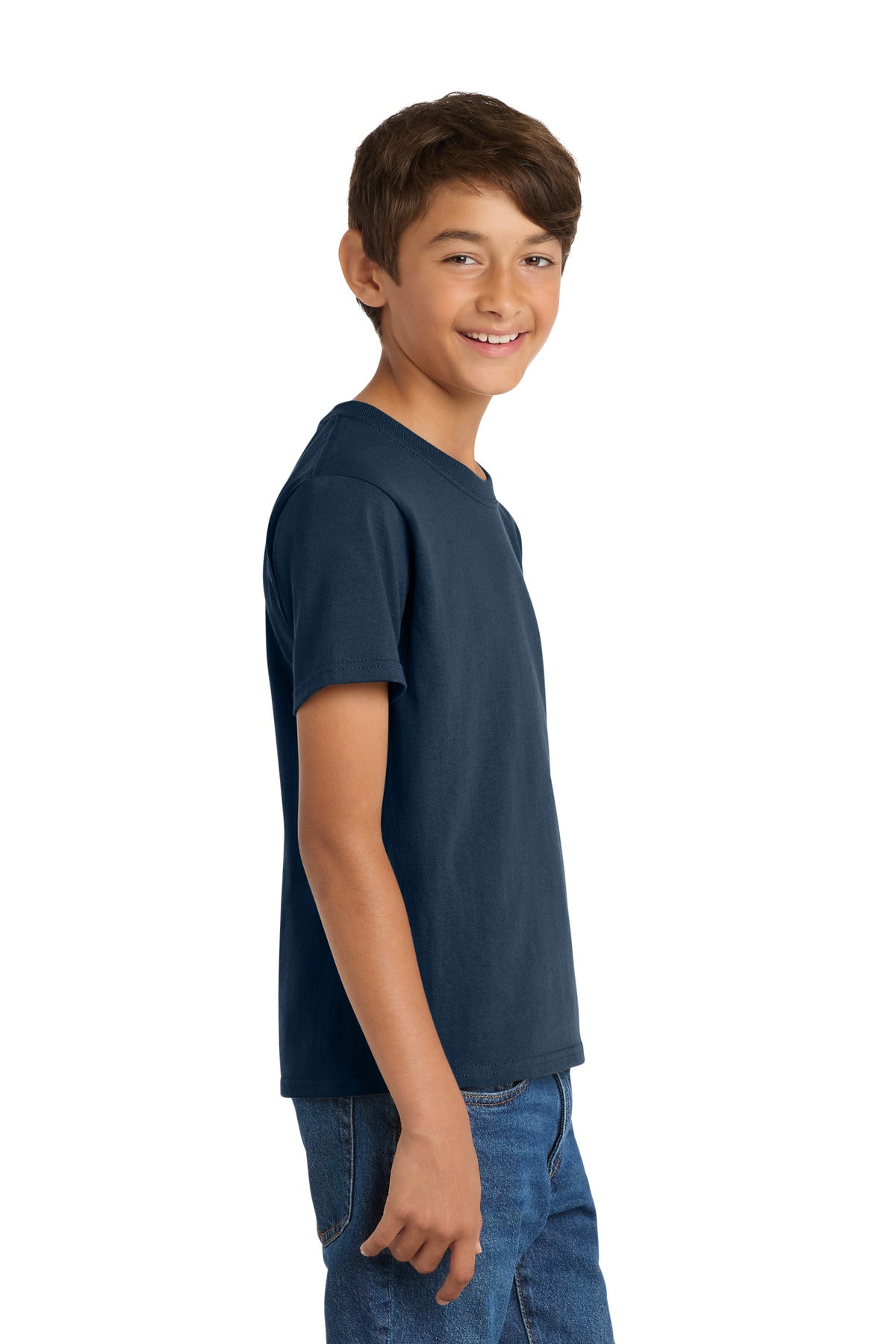 Port & Co Youth Core Cotton Tee. PC54Y - Navy - side