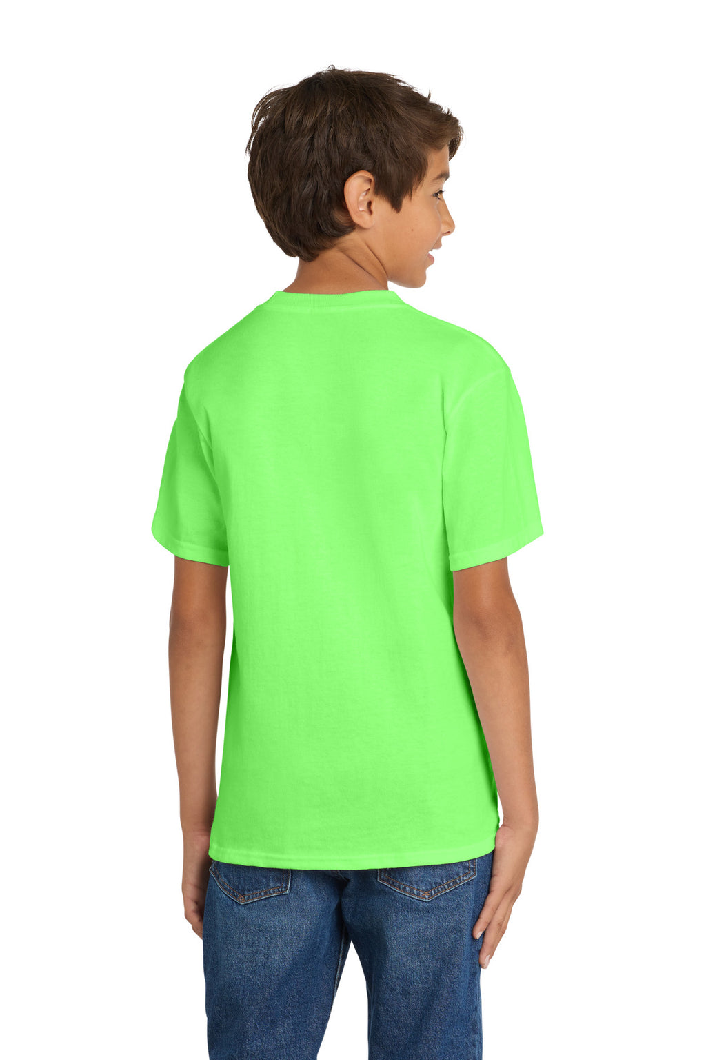 Port & Co Youth Core Cotton Tee. PC54Y - Neon Green - back