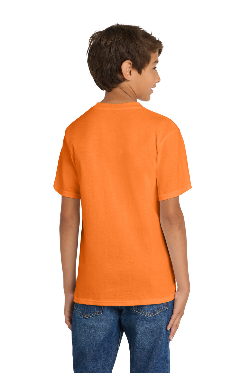 Port & Co Youth Core Cotton Tee. PC54Y - Neon Orange - back