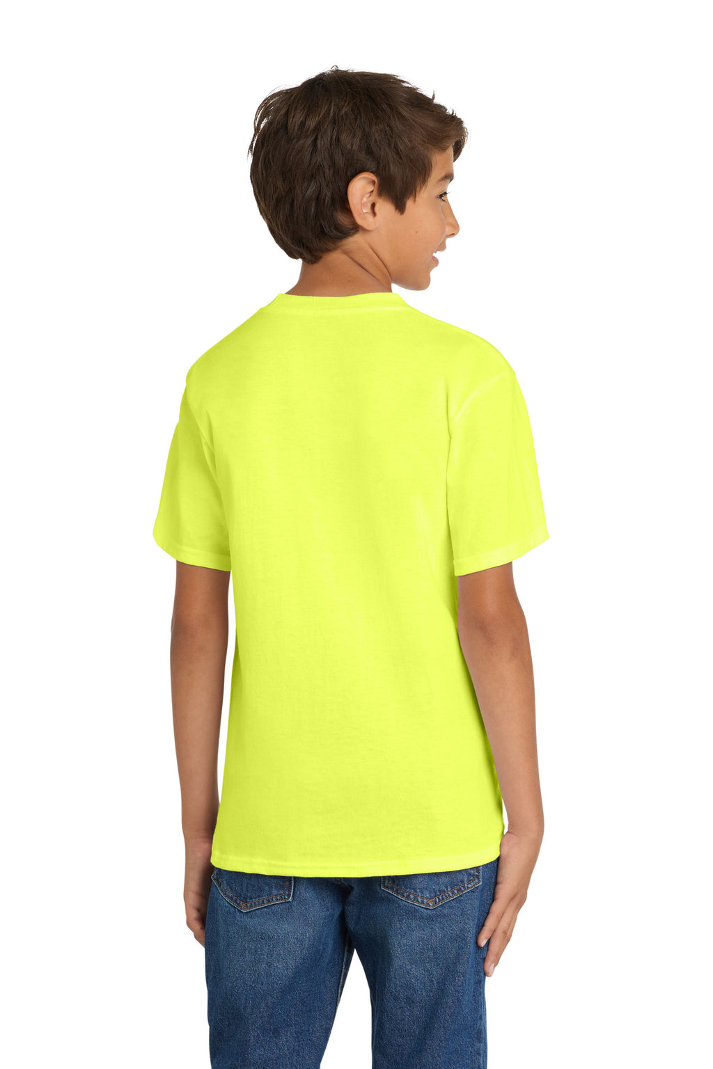 Port & Co Youth Core Cotton Tee. PC54Y - Neon Yellow - back